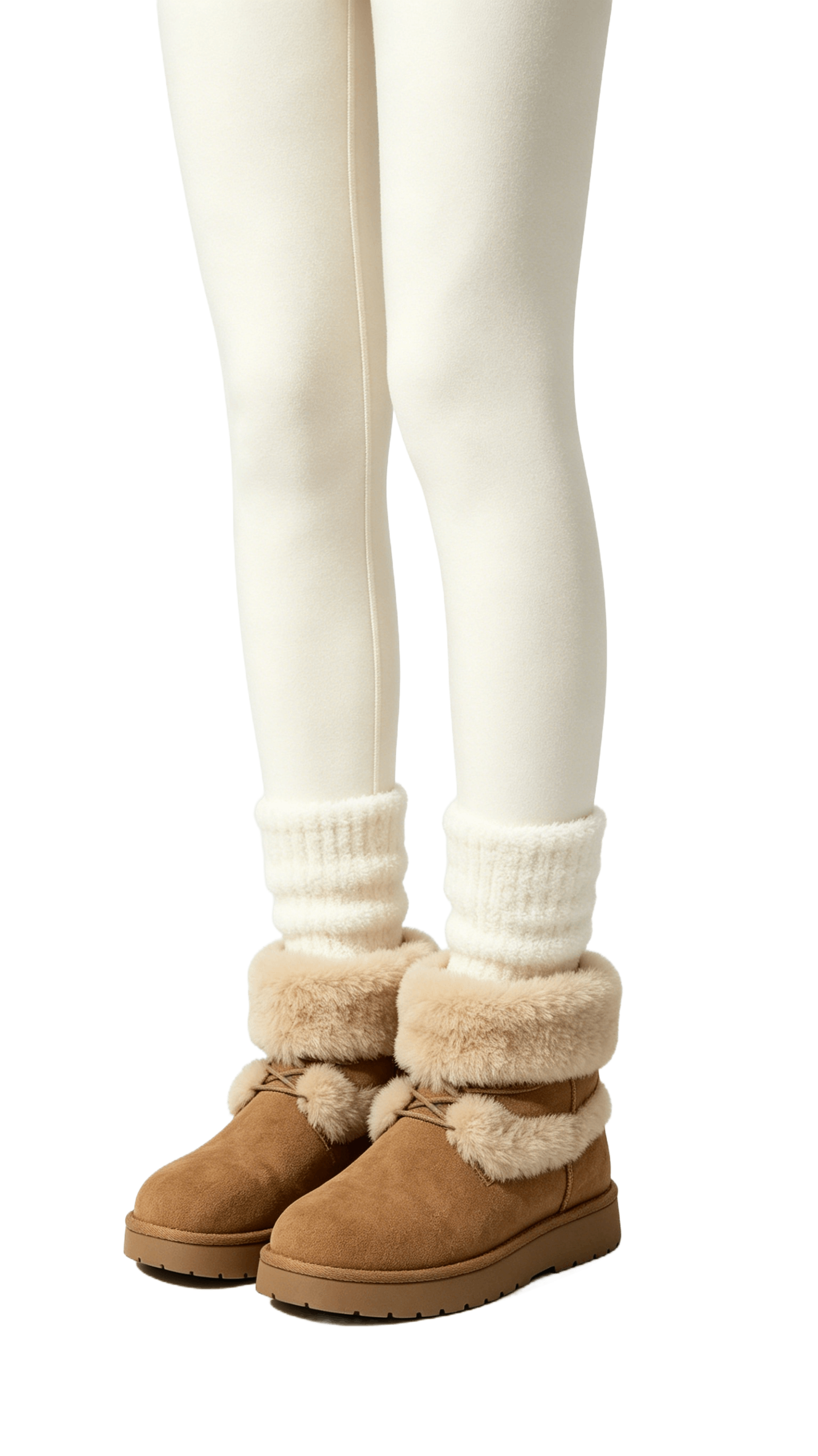 Camel Suede Fur-Lined Ankle Boots - Image 2