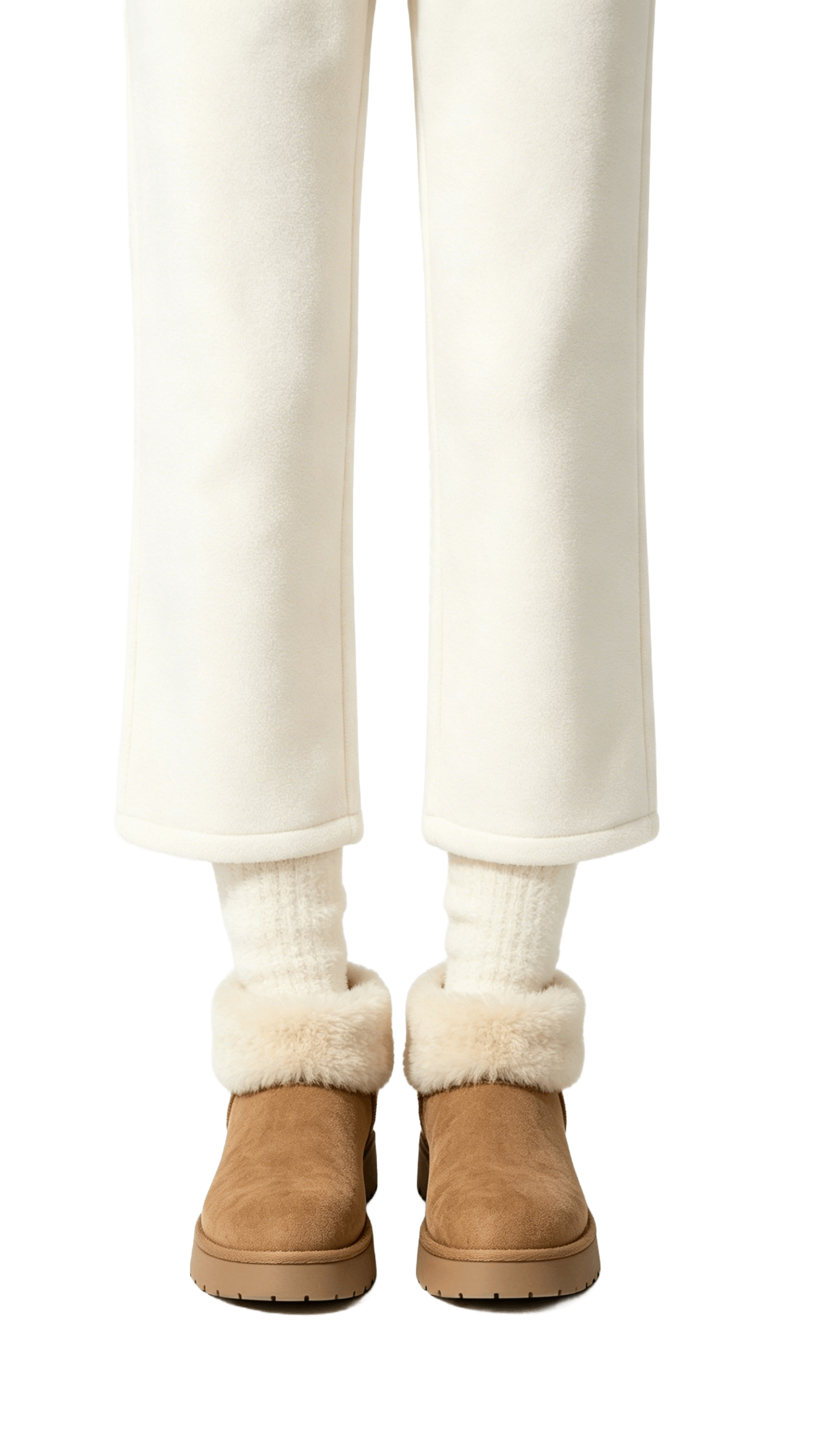 Camel Suede Fur-Cuff Ankle Boots