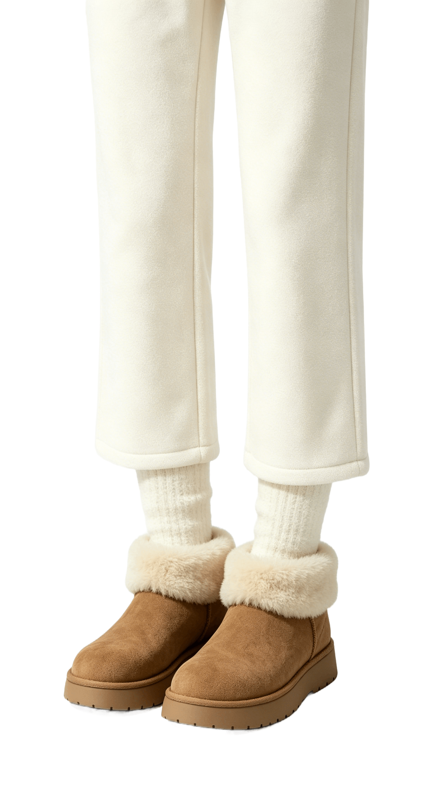 Camel Suede Fur-Cuff Ankle Boots - Image 2