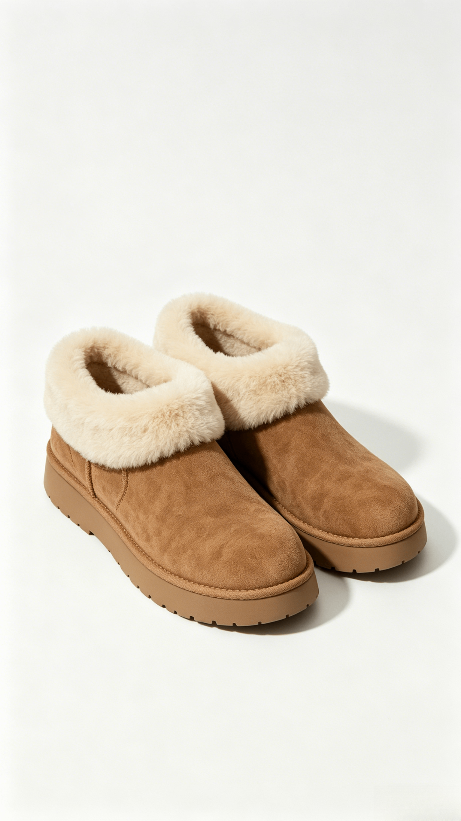 Camel Suede Fur-Cuff Ankle Boots - Image 3