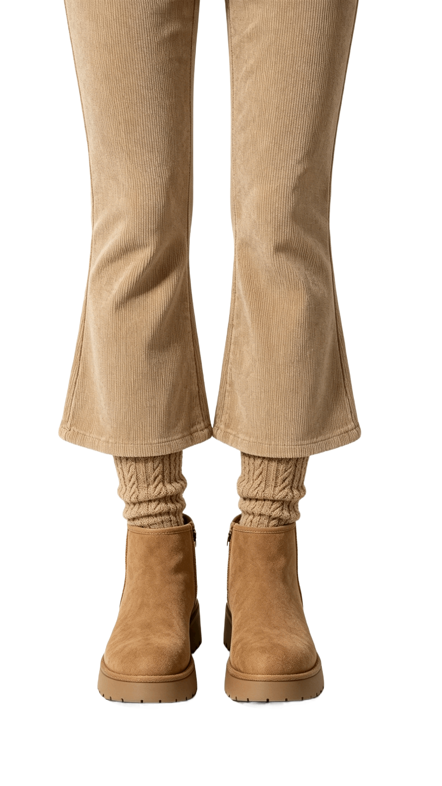 Camel Suede Chunky Ankle Boots