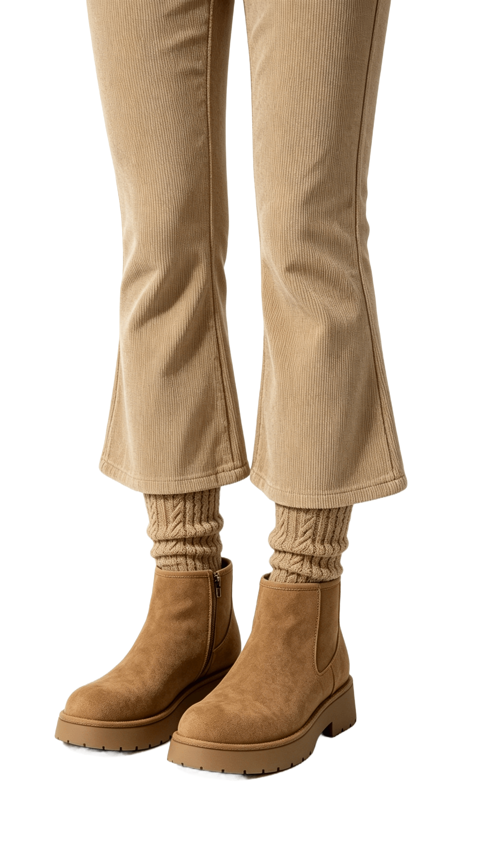 Camel Suede Chunky Ankle Boots - Image 2