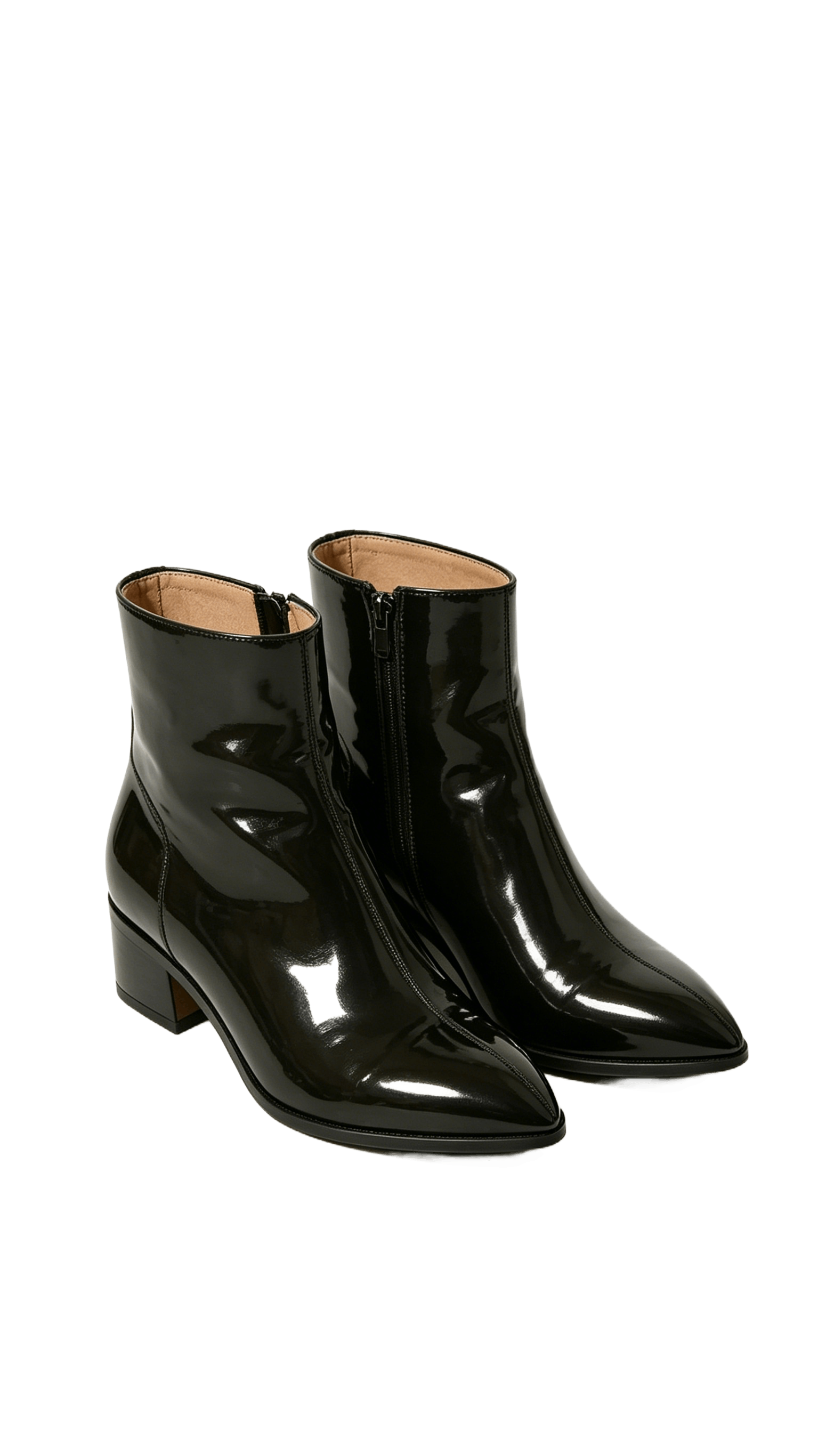Black Patent Pointed Ankle Boots - Image 3