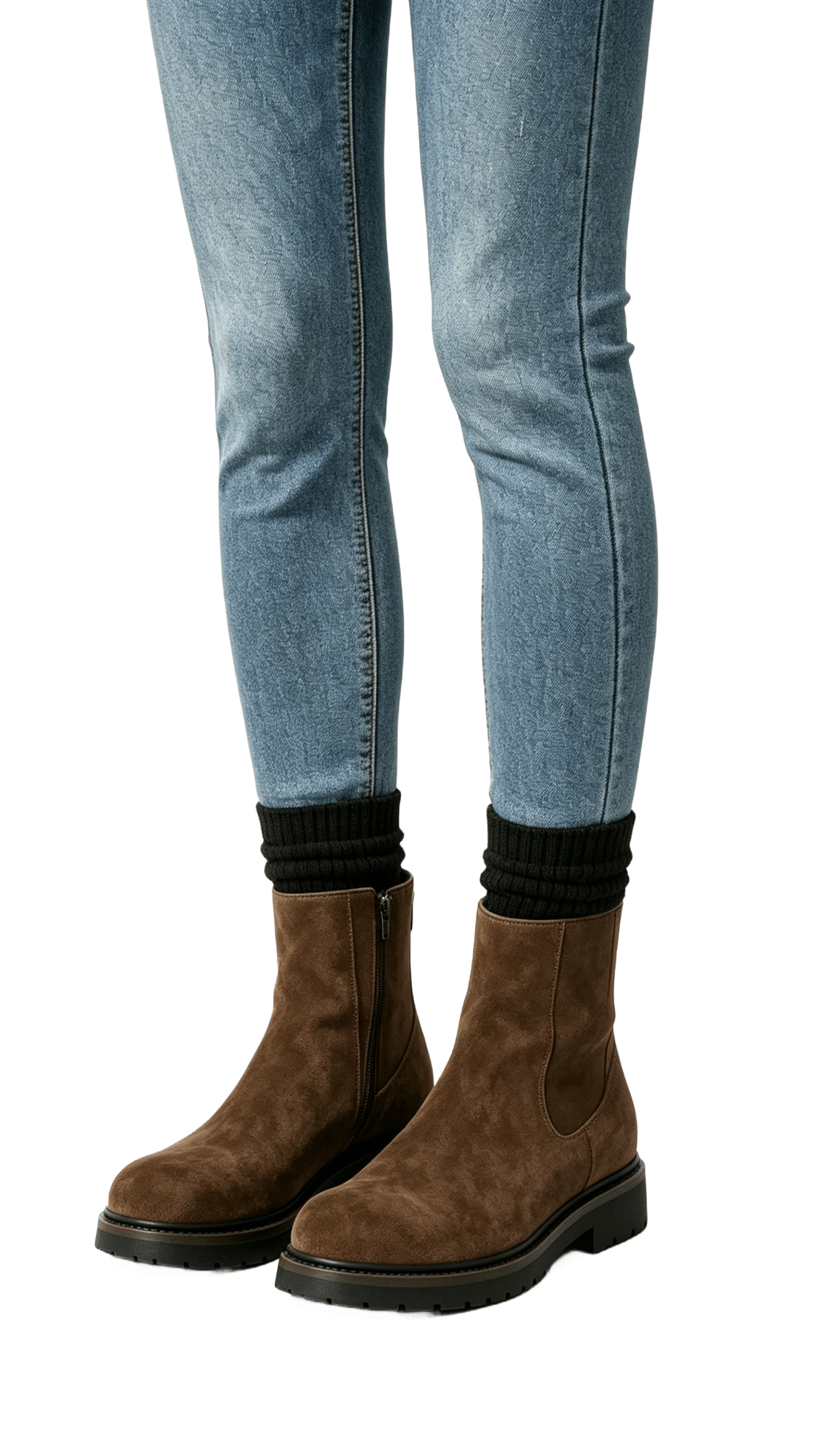 Brown Suede Chunky Ankle Boots - Image 2