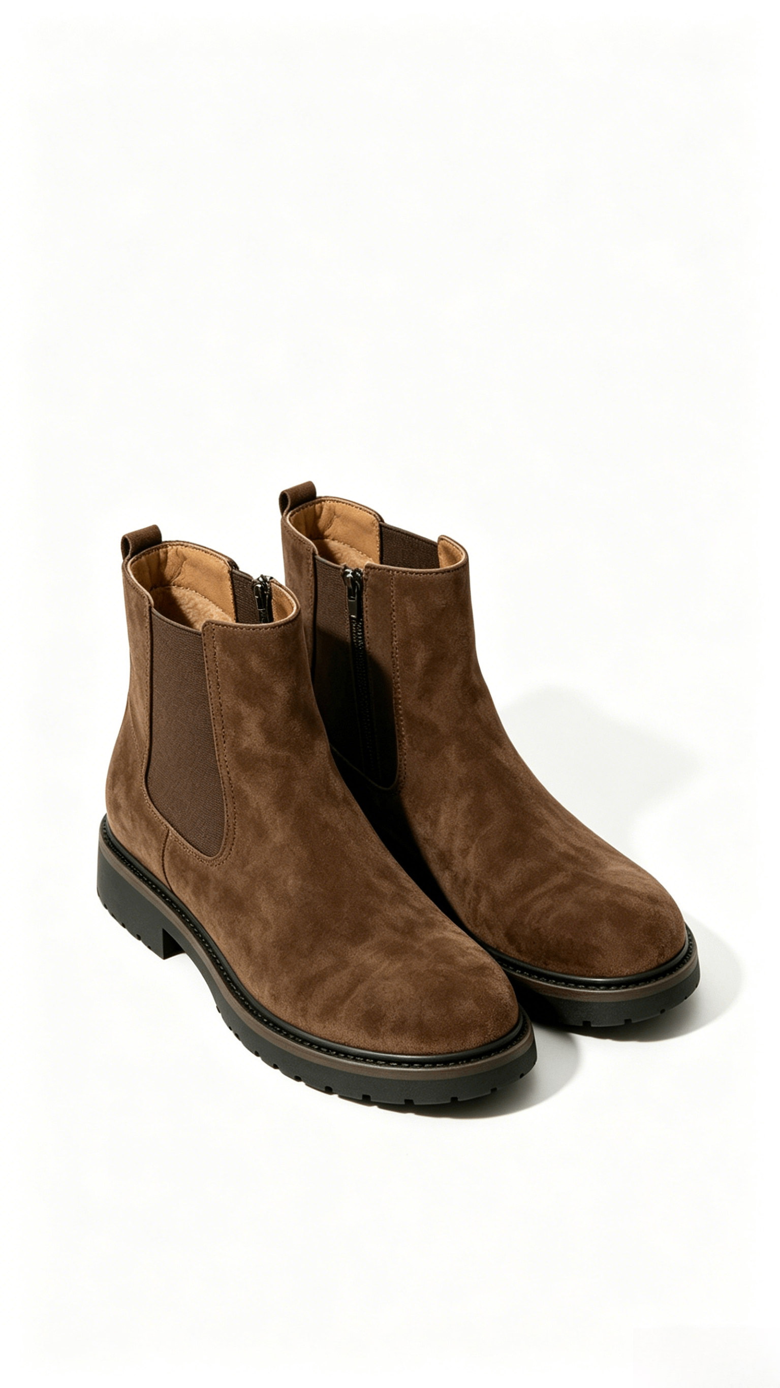 Brown Suede Chunky Ankle Boots - Image 3