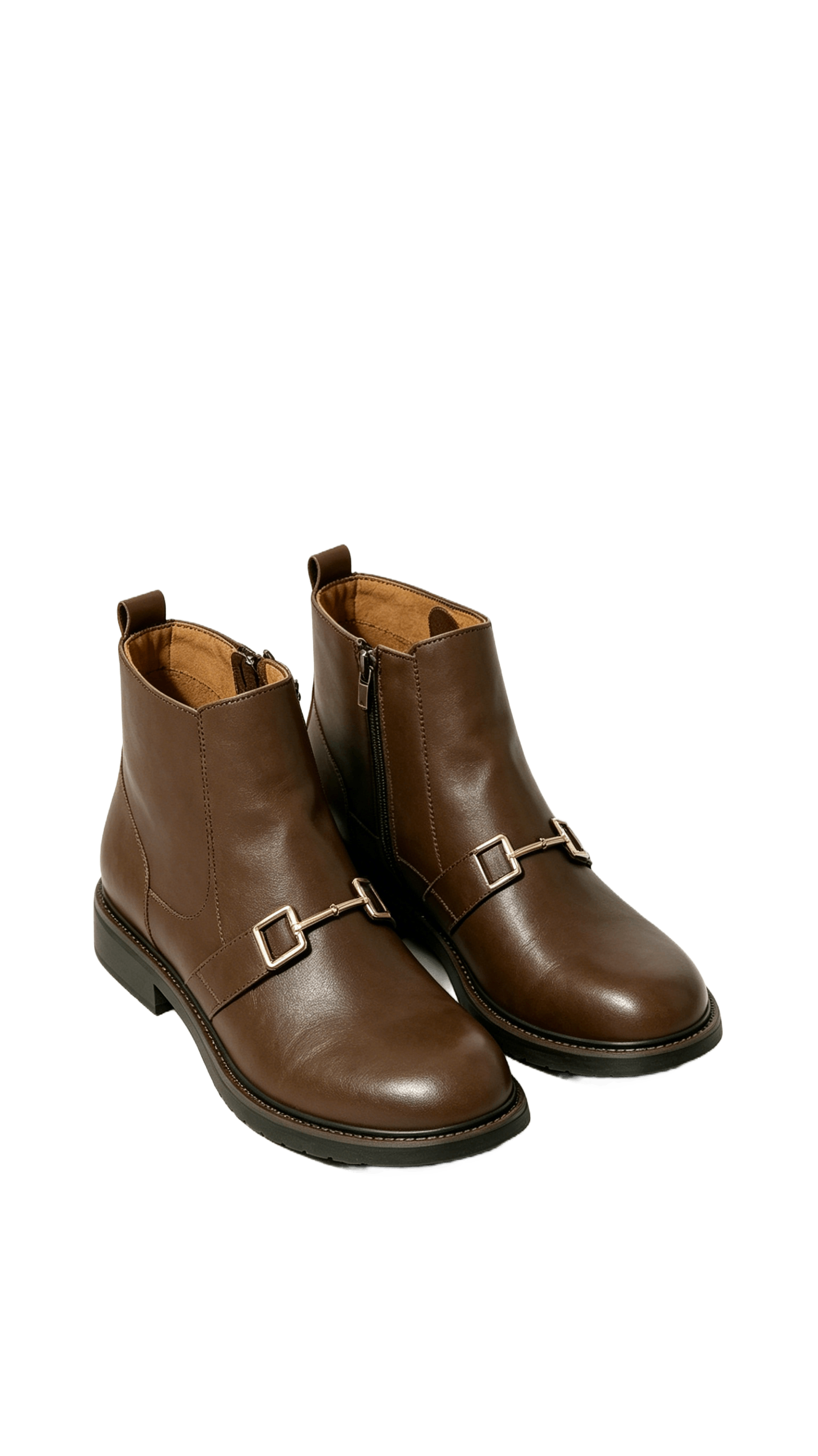 Brown Leather Horsebit Ankle Boots - Image 3