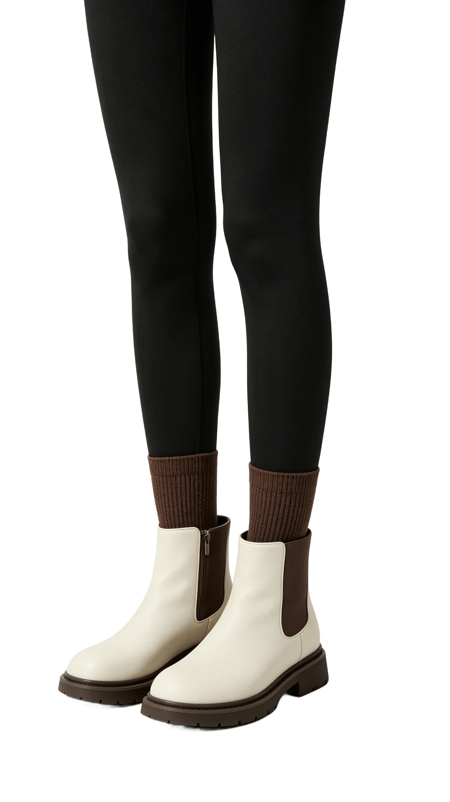 Cream Leather Chunky Ankle Boots - Image 2