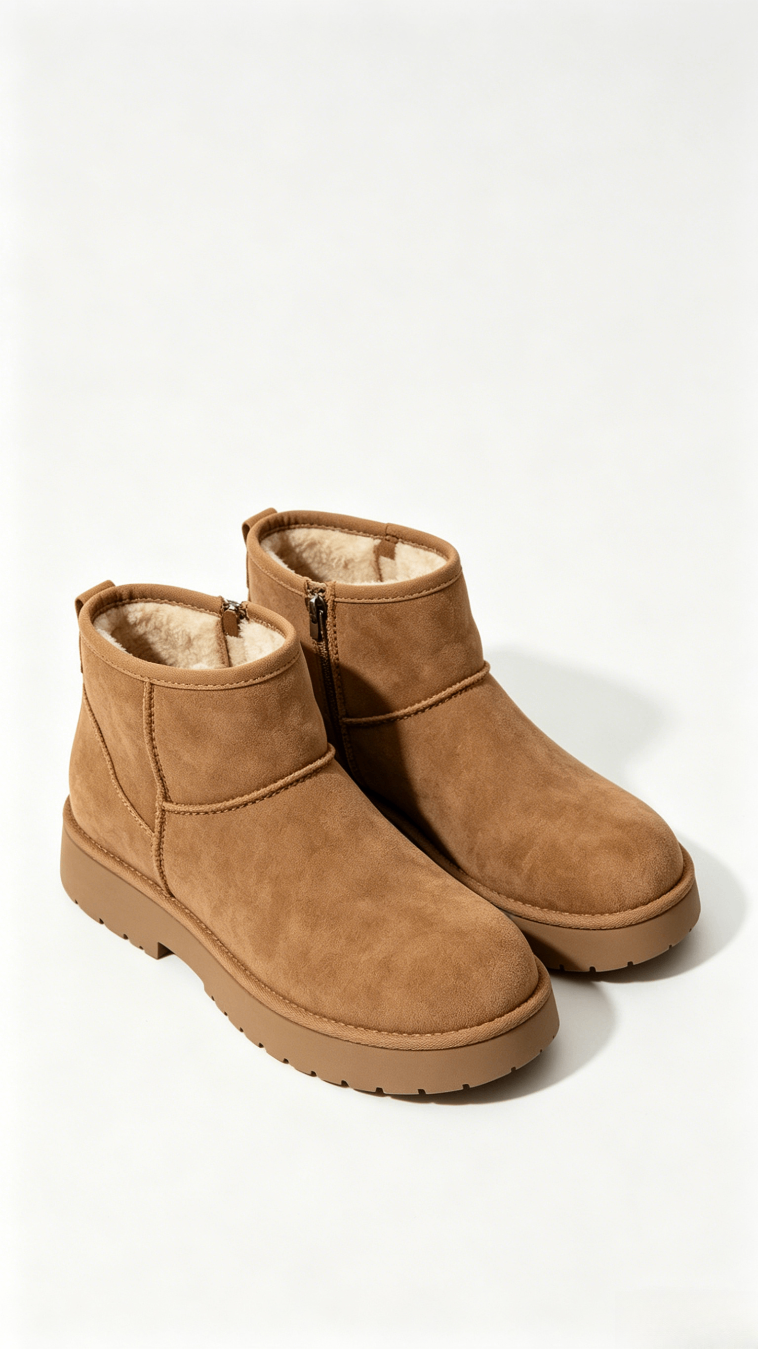 Tan Suede Mini Ankle Boots - Image 3