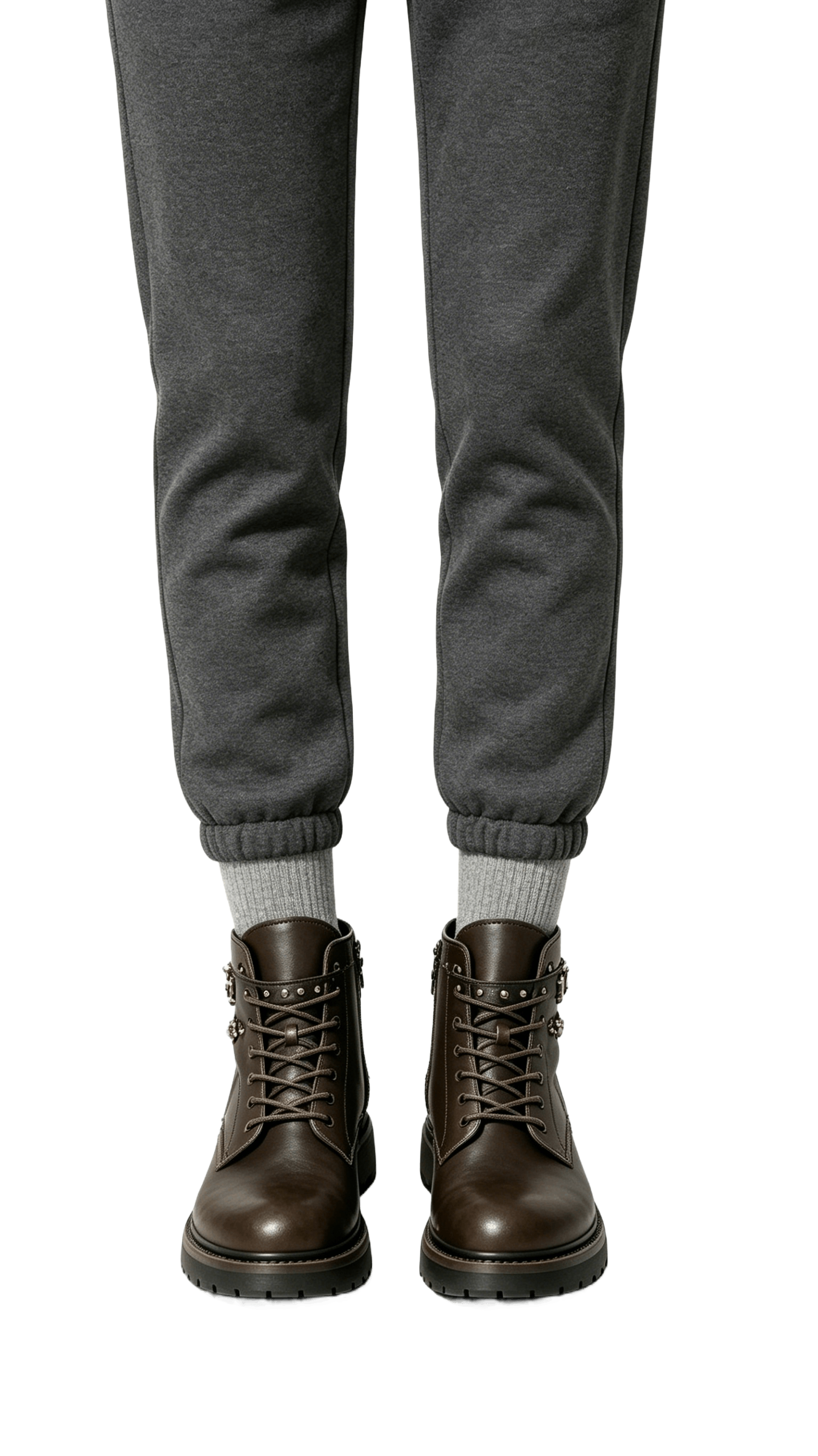 Dark Brown Studded Leather Boots