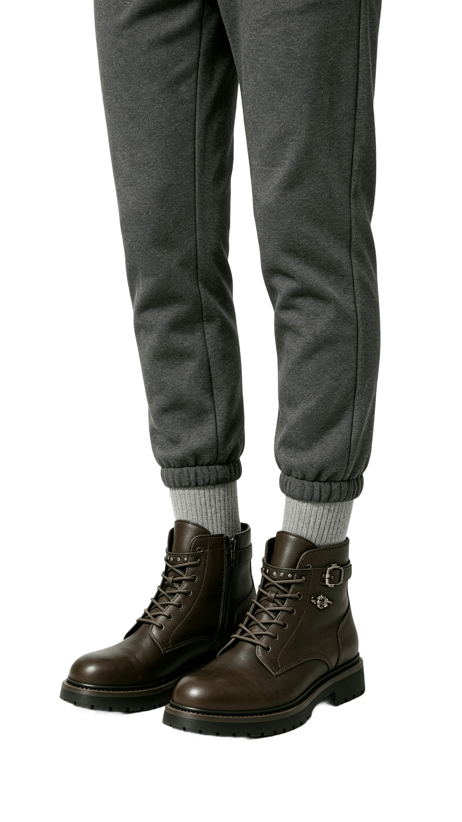 Dark Brown Studded Leather Boots - Image 2