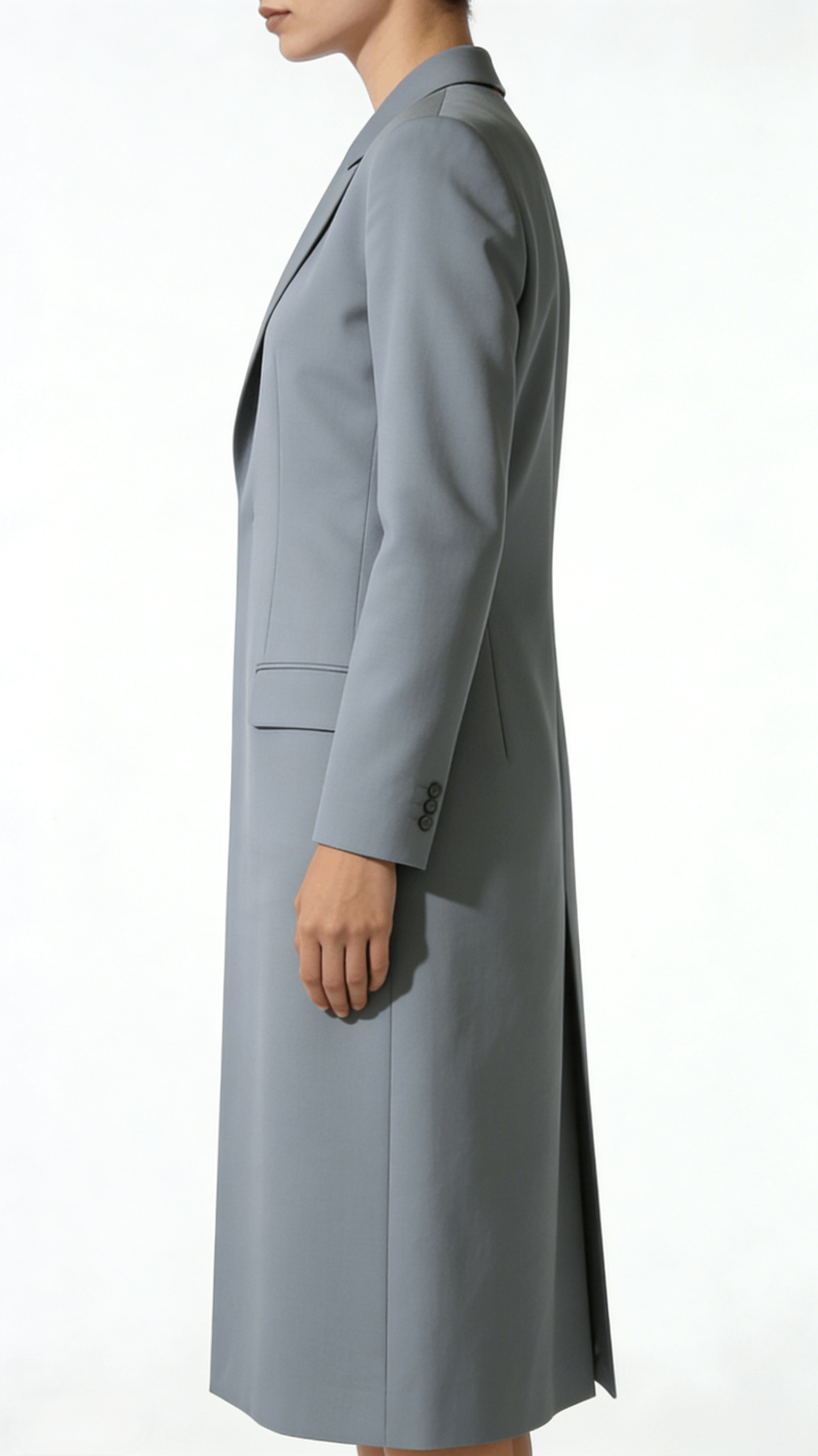 Light Gray Blazer Style Long Sleeve Midi Dress - Image 2
