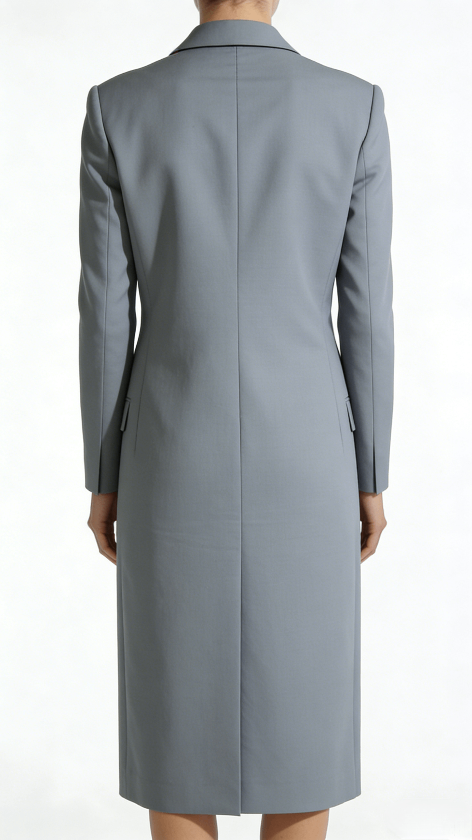 Light Gray Blazer Style Long Sleeve Midi Dress - Image 3