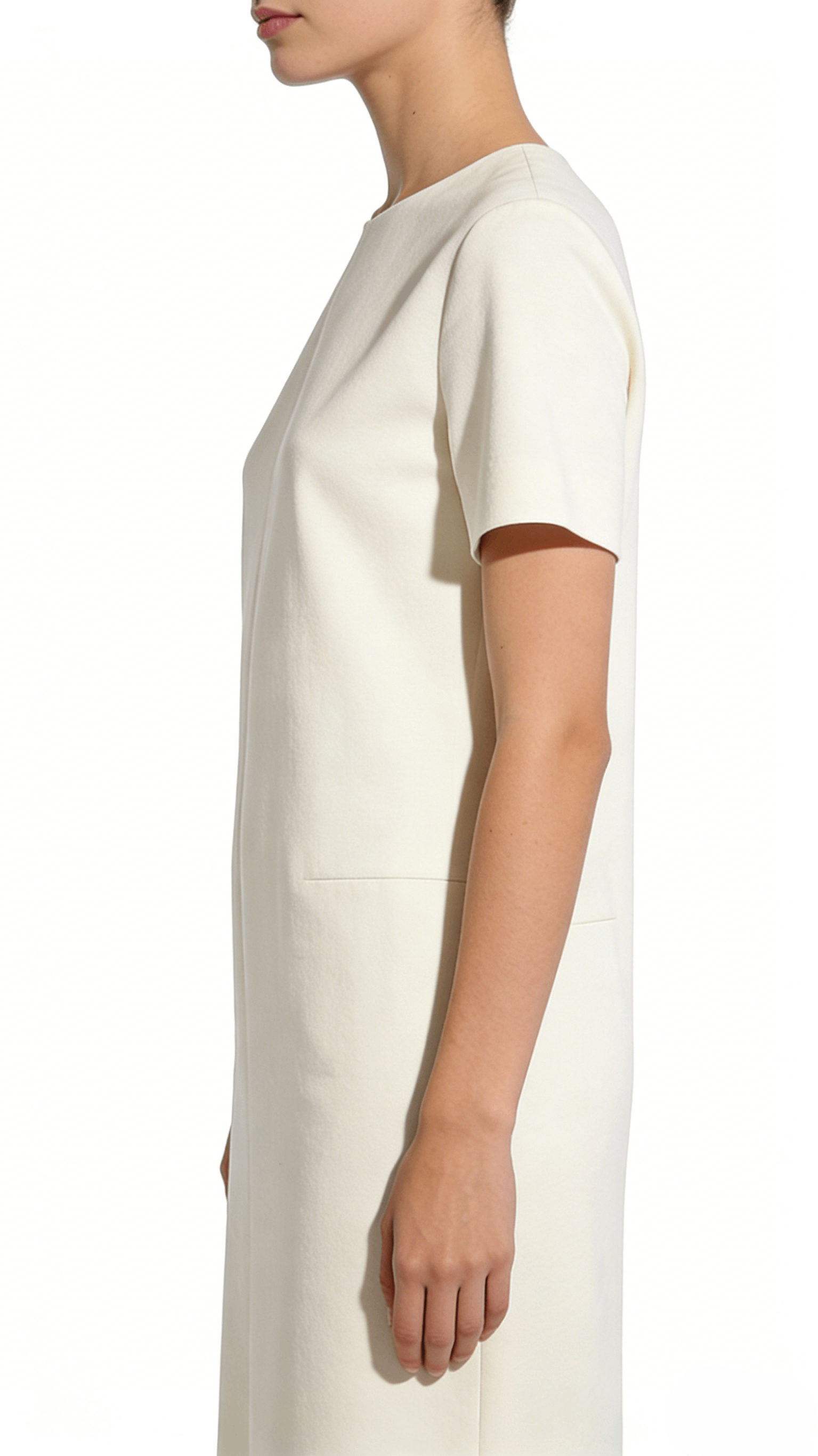 Off-White Short Sleeve Loose Straight Midi Dress - Image 2