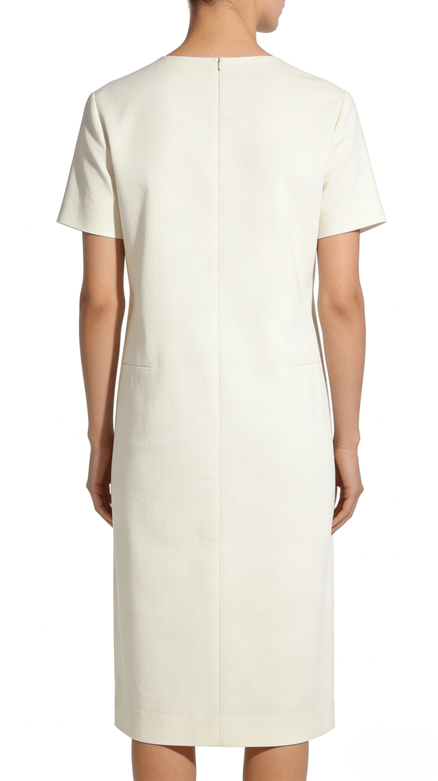 Off-White Short Sleeve Loose Straight Midi Dress - Image 3