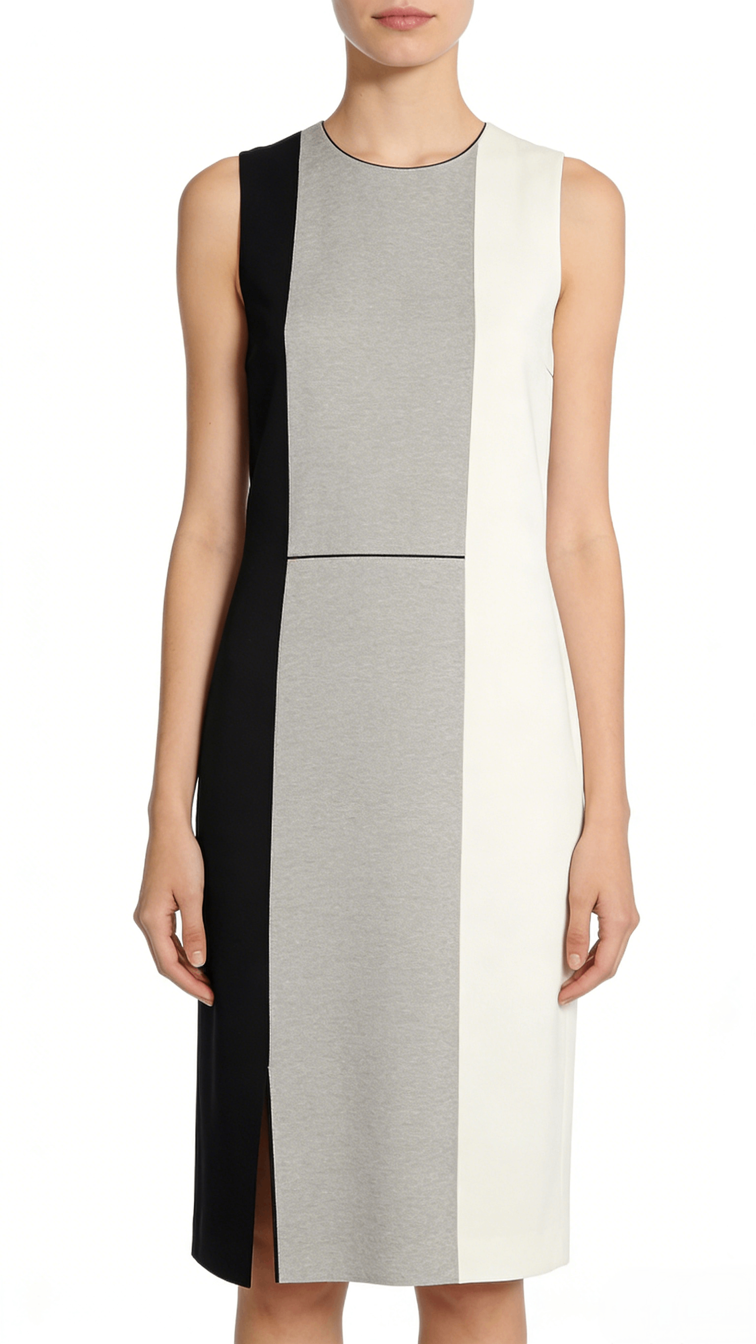 Color Block Sleeveless Slit Midi Dress