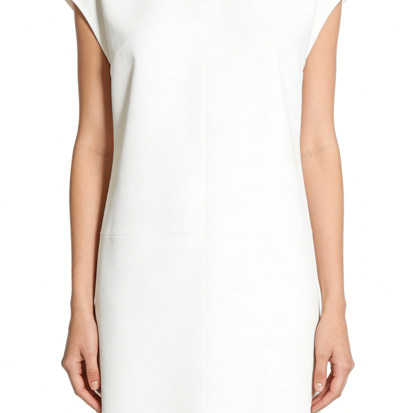 White Sleeveless Drop Shoulder Loose Straight Dress