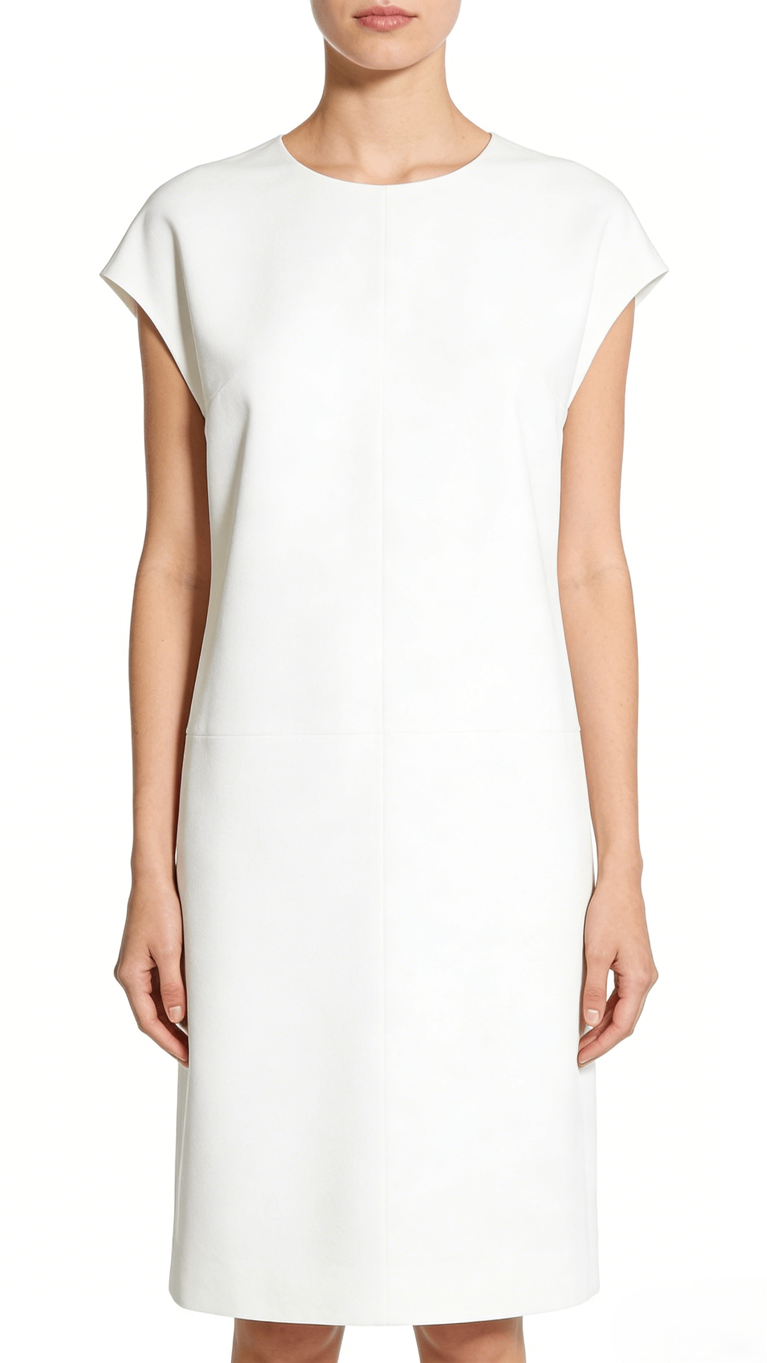 White Sleeveless Drop Shoulder Loose Straight Dress
