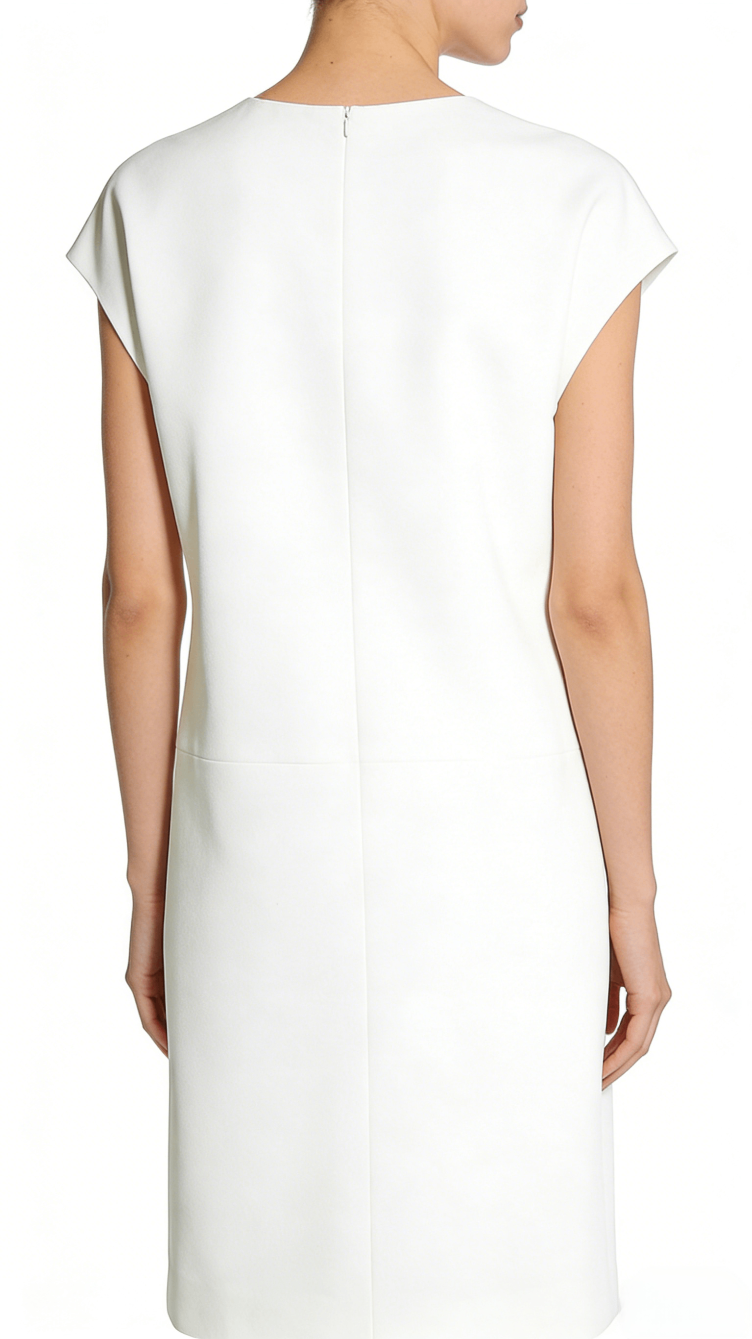 White Sleeveless Drop Shoulder Loose Straight Dress - Image 3