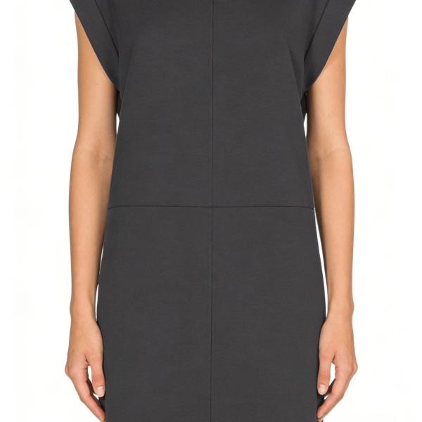 Dark Gray Sleeveless Drop Shoulder Loose Straight Dress