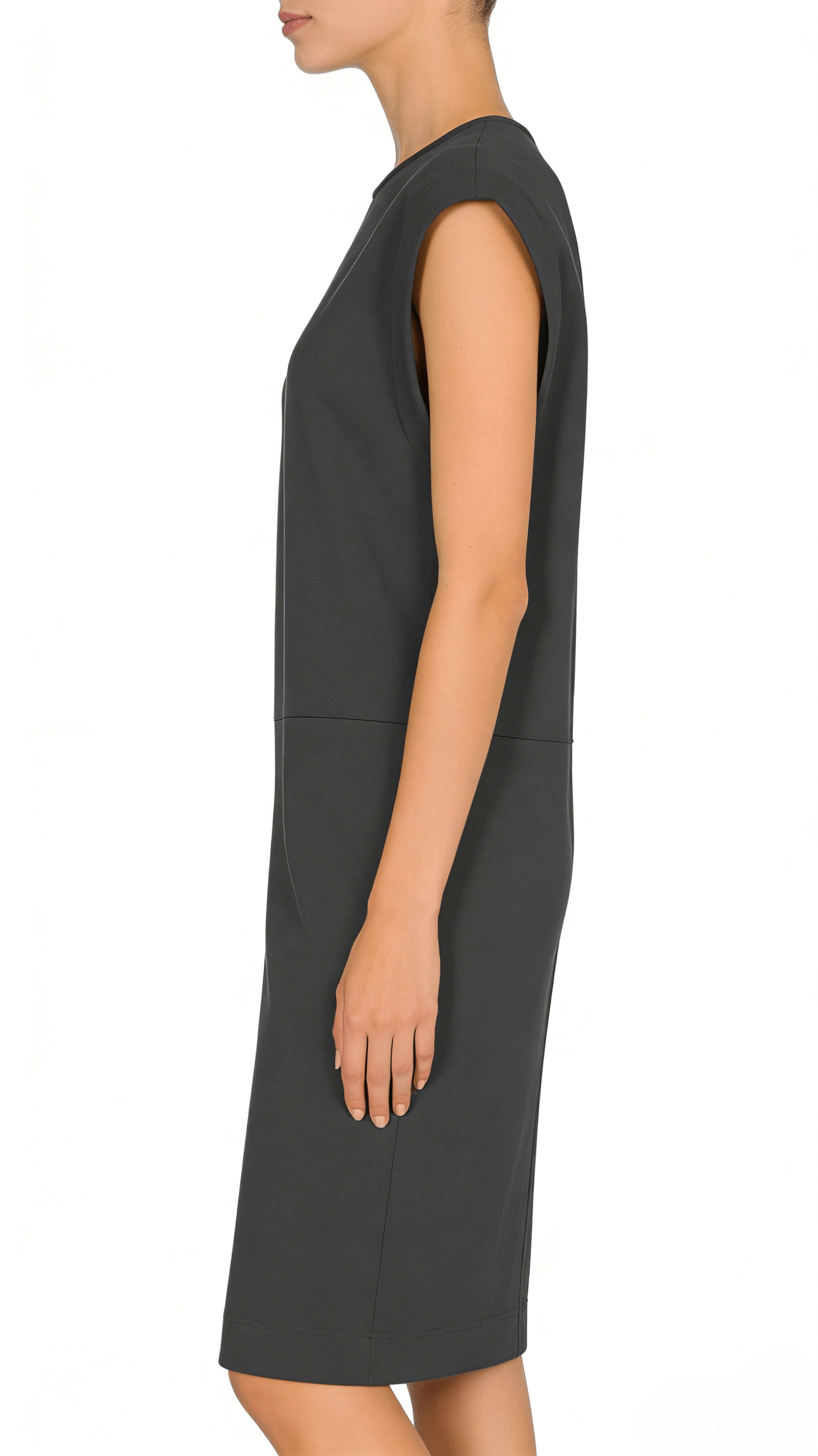 Dark Gray Sleeveless Drop Shoulder Loose Straight Dress - Image 2