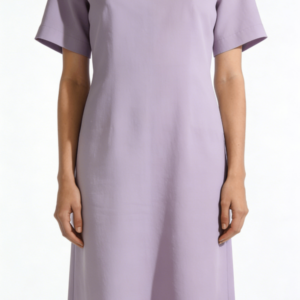 Lavender Short Sleeve Loose Straight Midi Dress