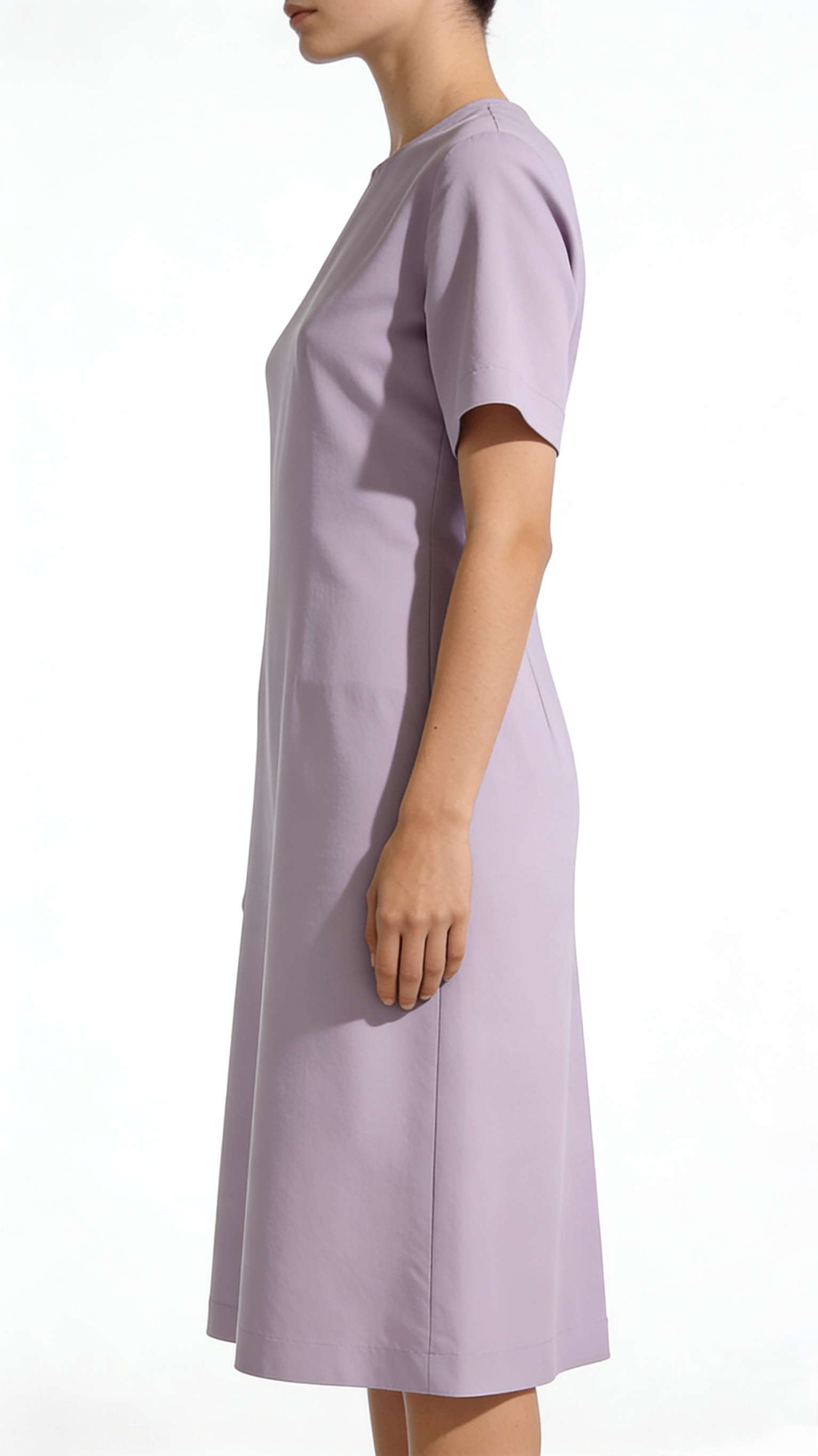 Lavender Short Sleeve Loose Straight Midi Dress - Image 2