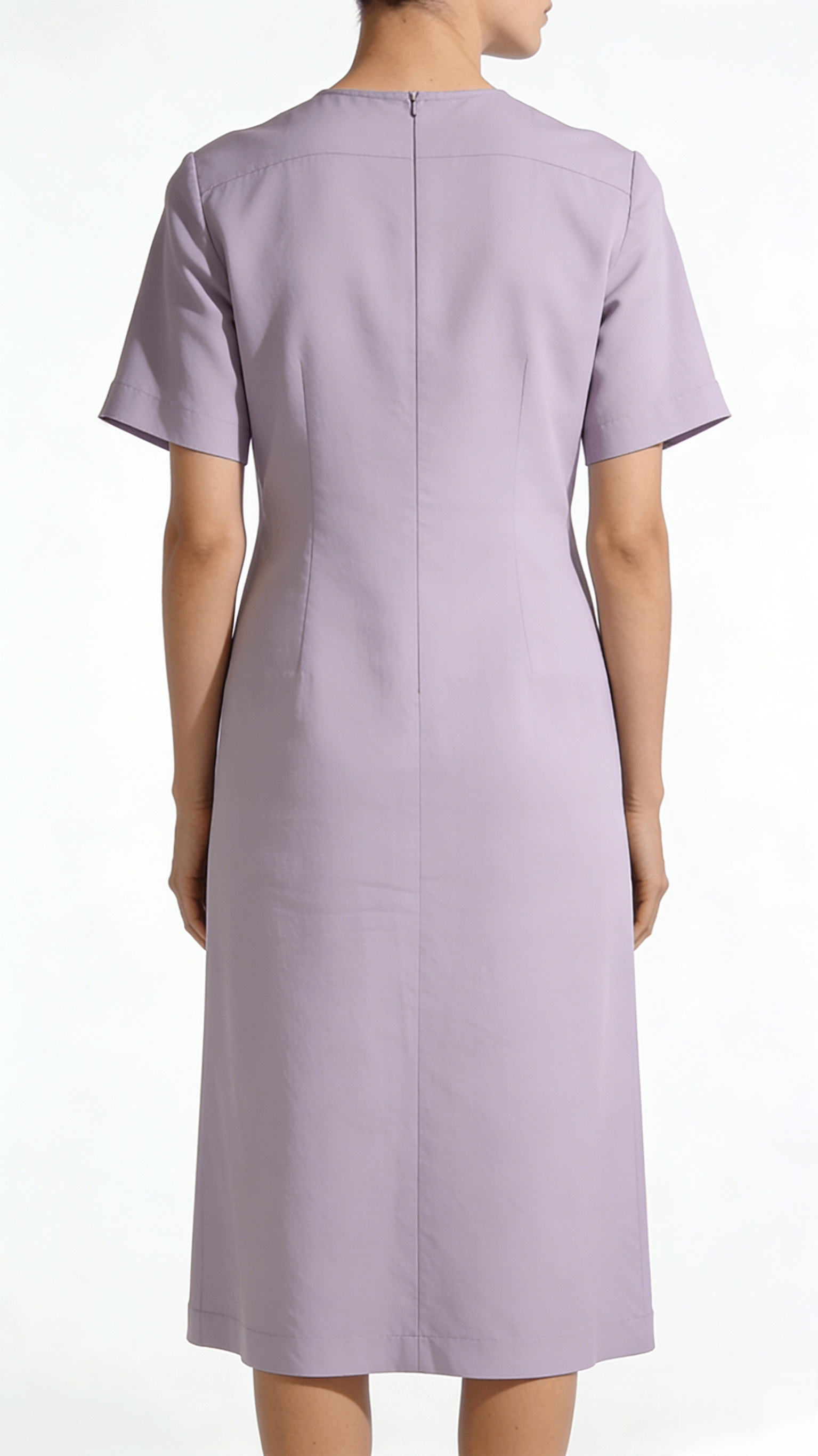 Lavender Short Sleeve Loose Straight Midi Dress - Image 3