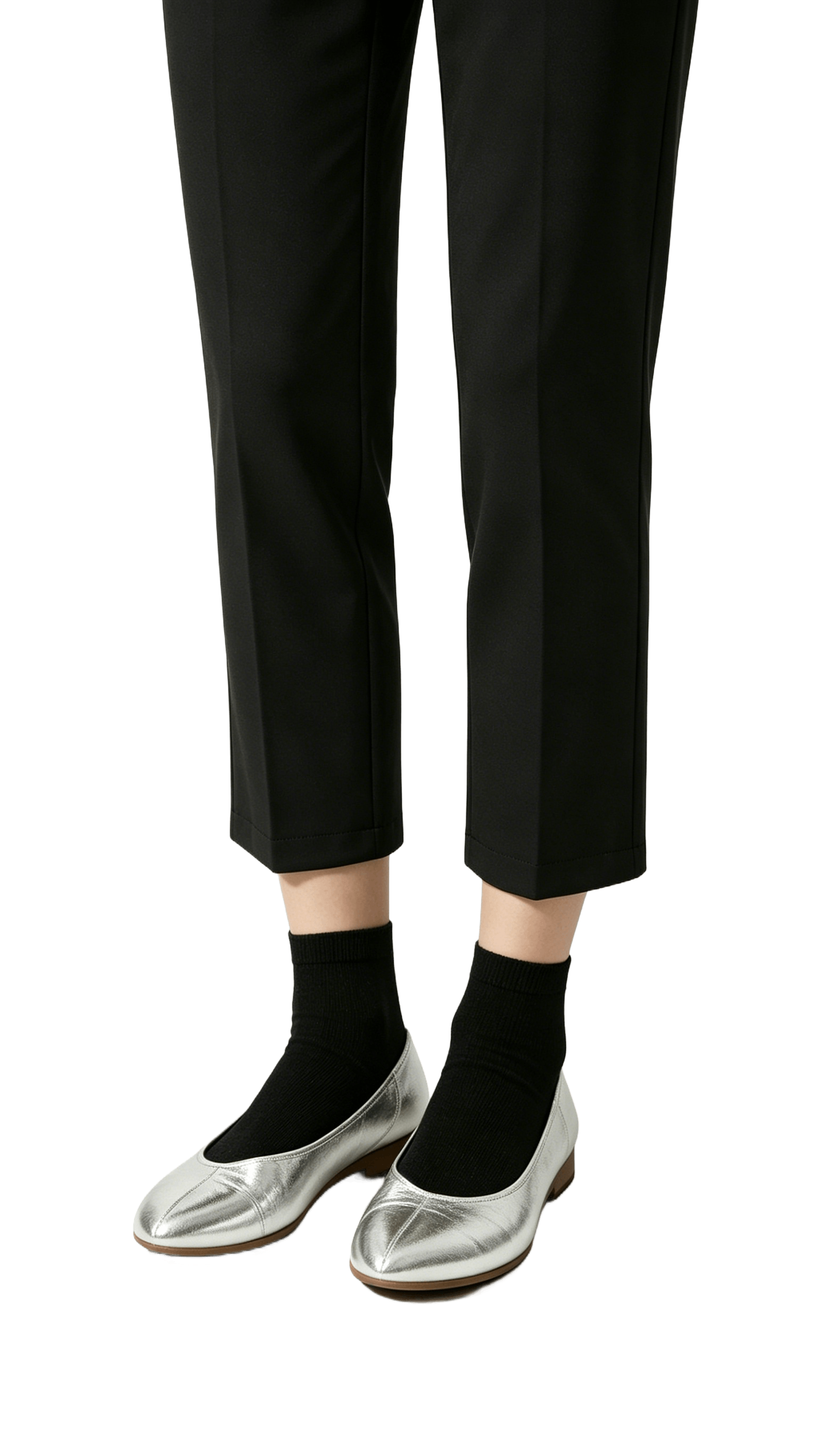 Silver Metallic Round Toe Flats - Image 2