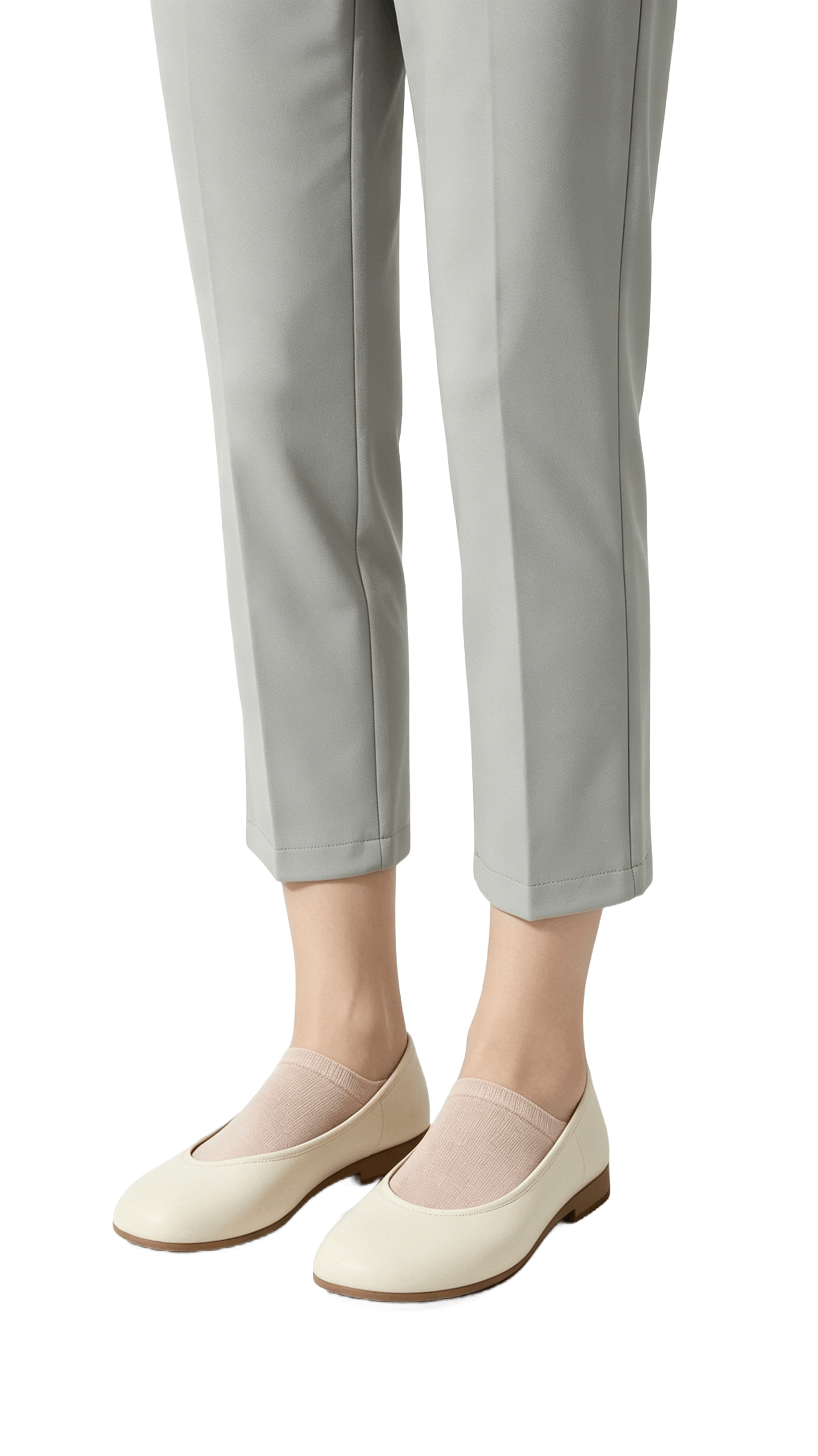 Cream Leather Ballet Flats - Image 2