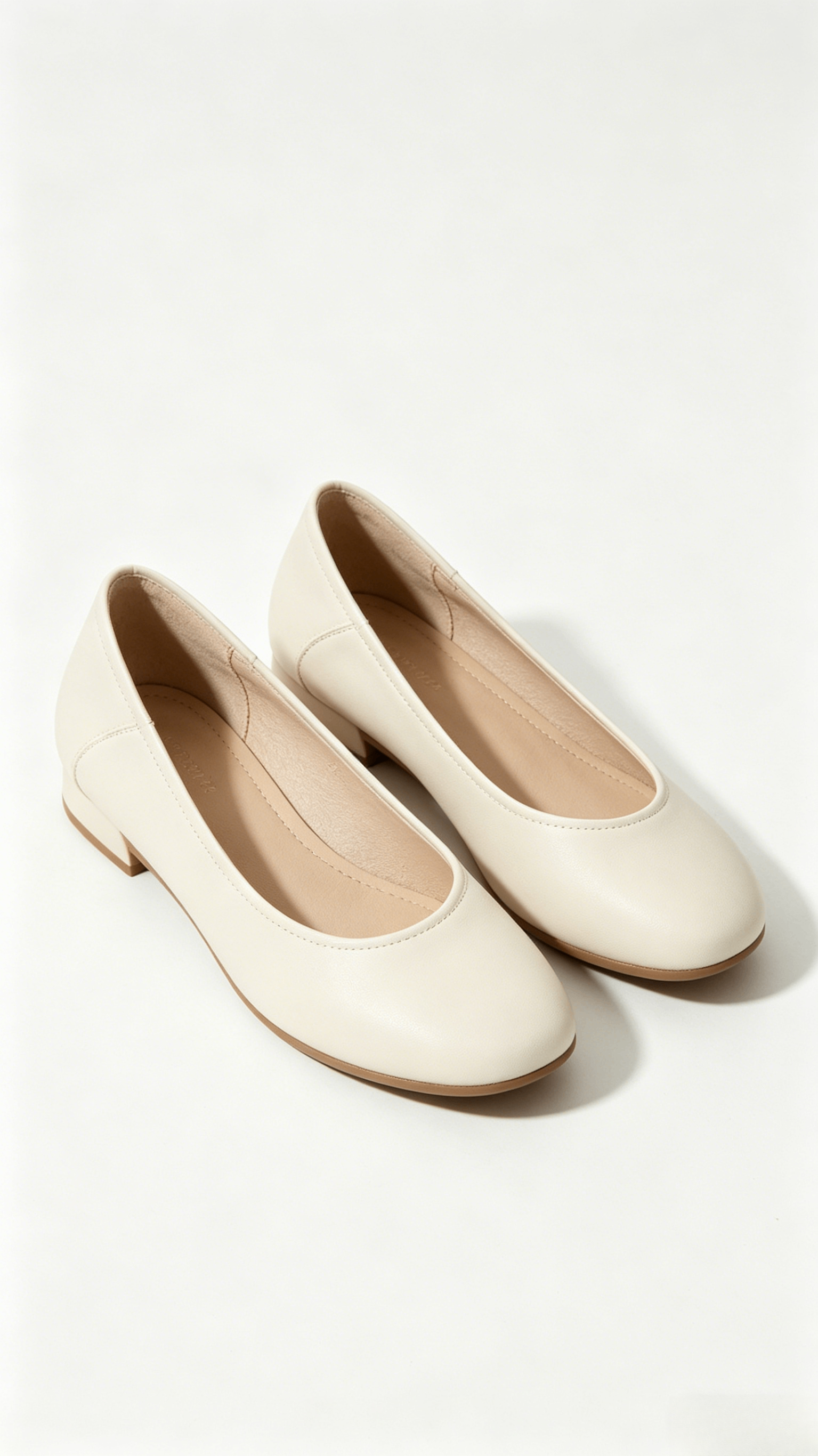 Cream Leather Ballet Flats - Image 3