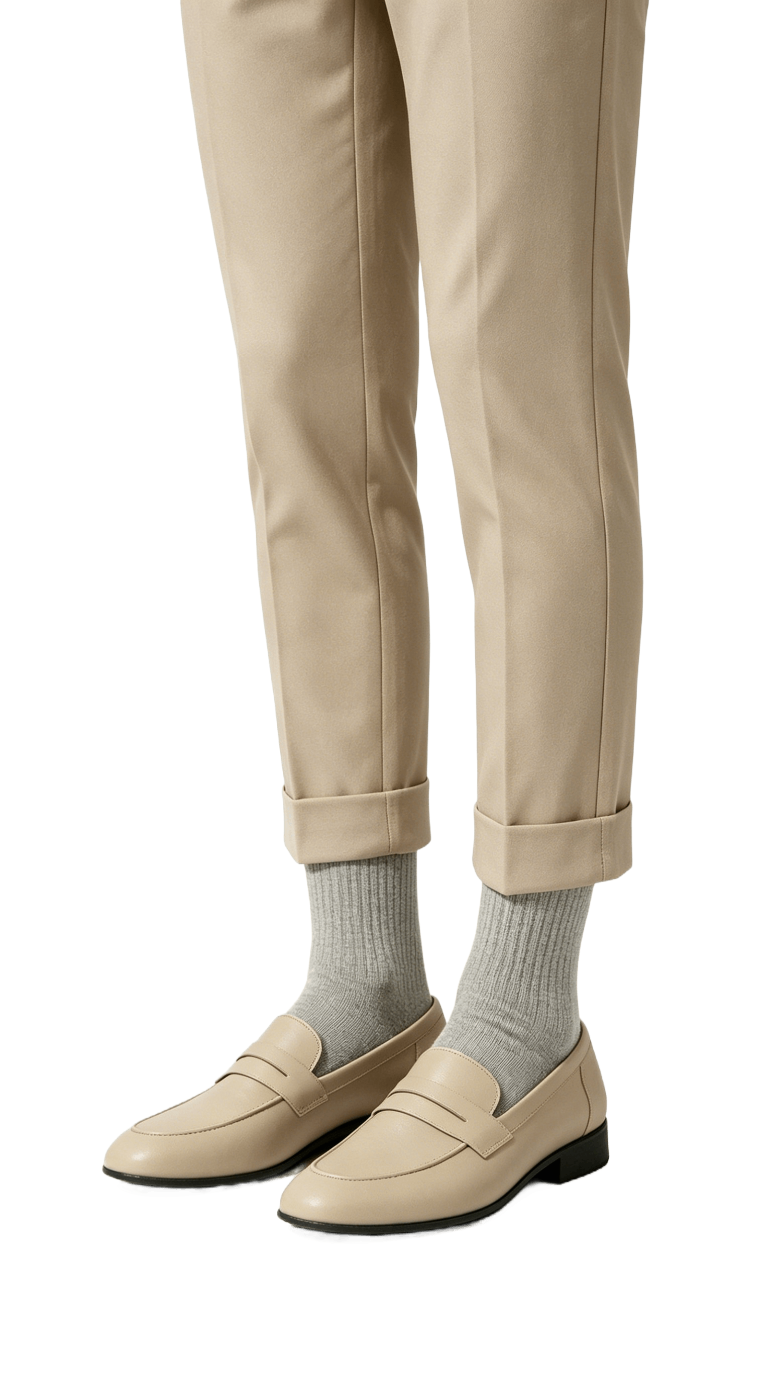 Beige Leather Penny Loafers - Image 2