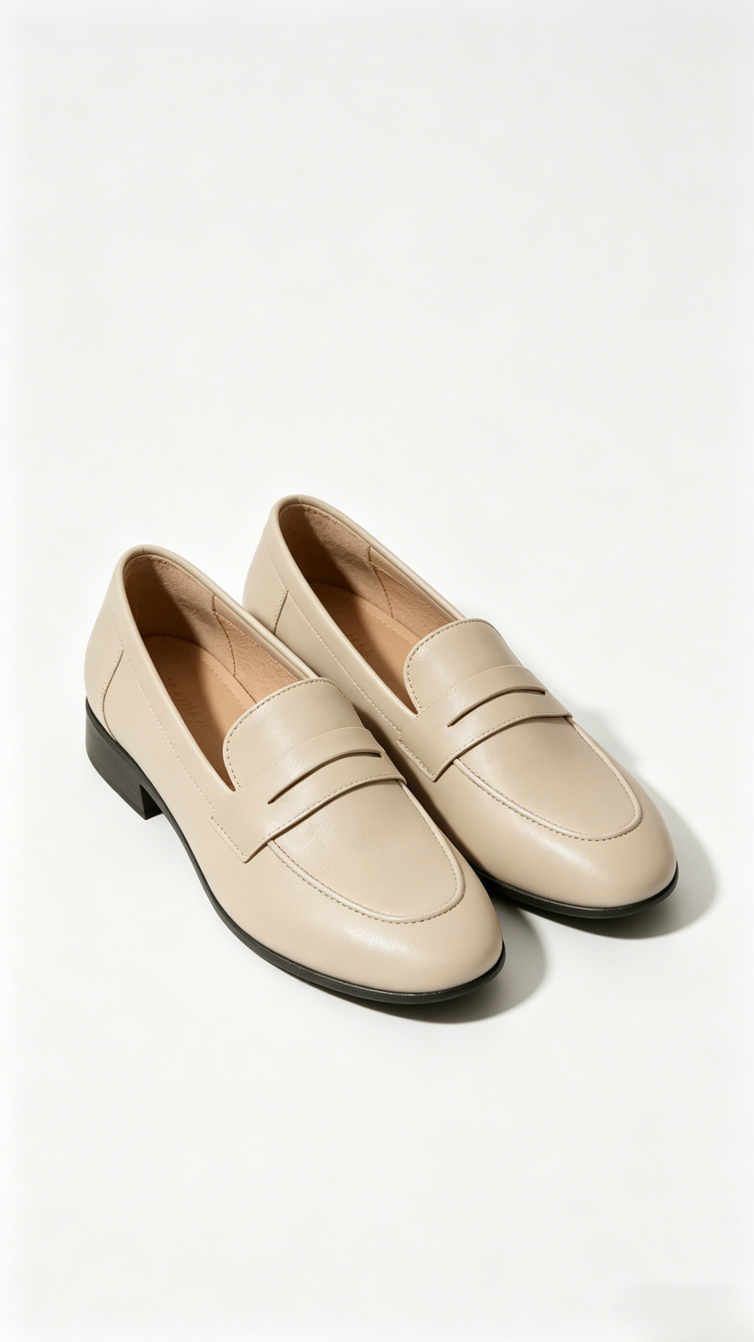 Beige Leather Penny Loafers - Image 3
