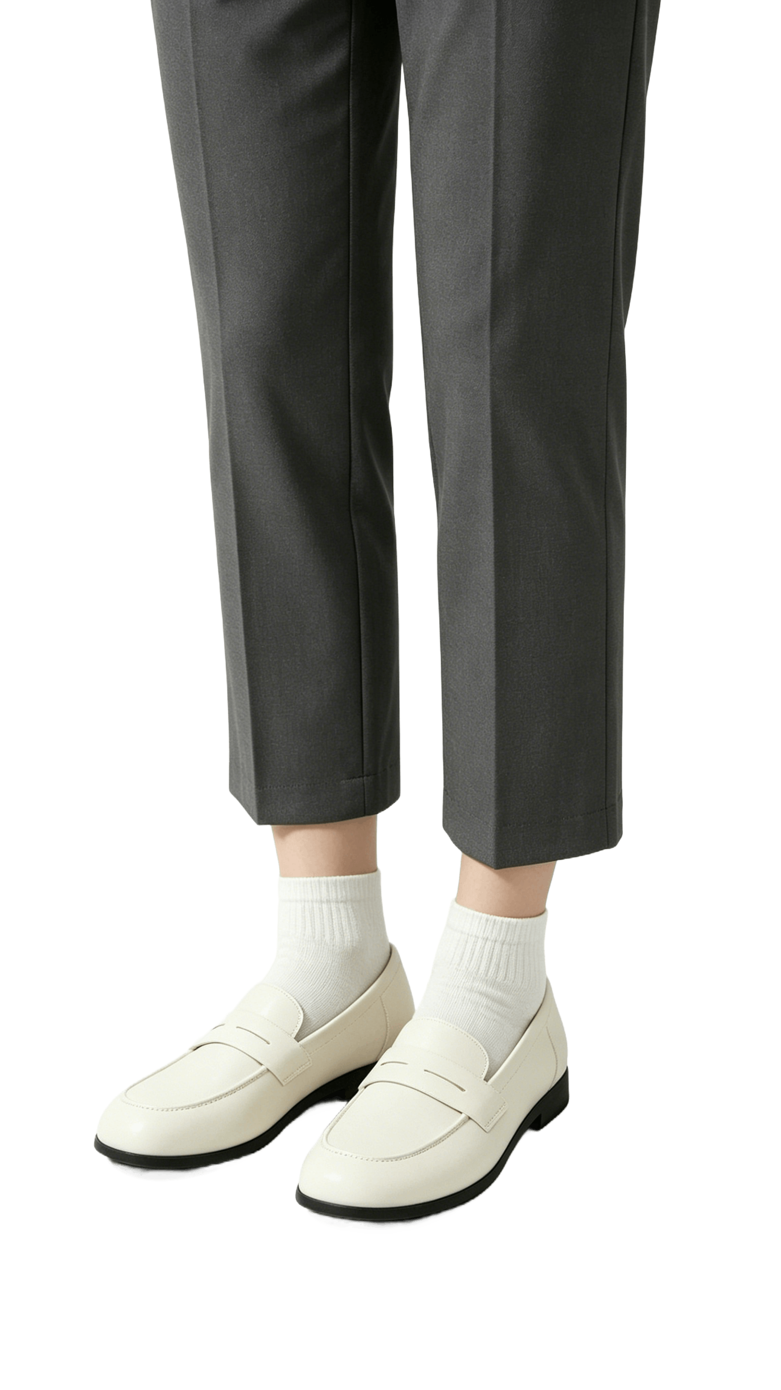 Cream Leather Penny Loafers - Image 2