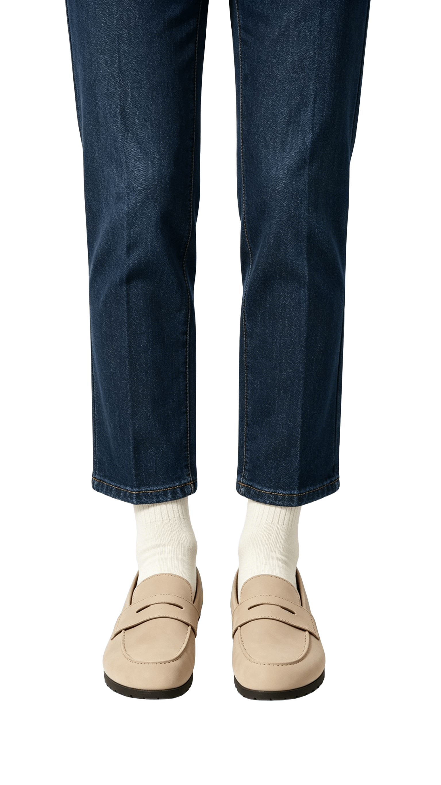 Beige Leather Penny Loafers