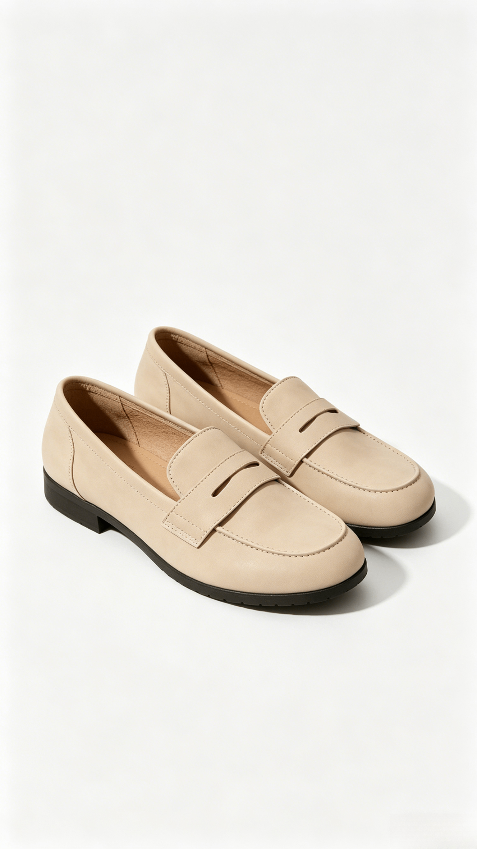 Beige Leather Penny Loafers - Image 3