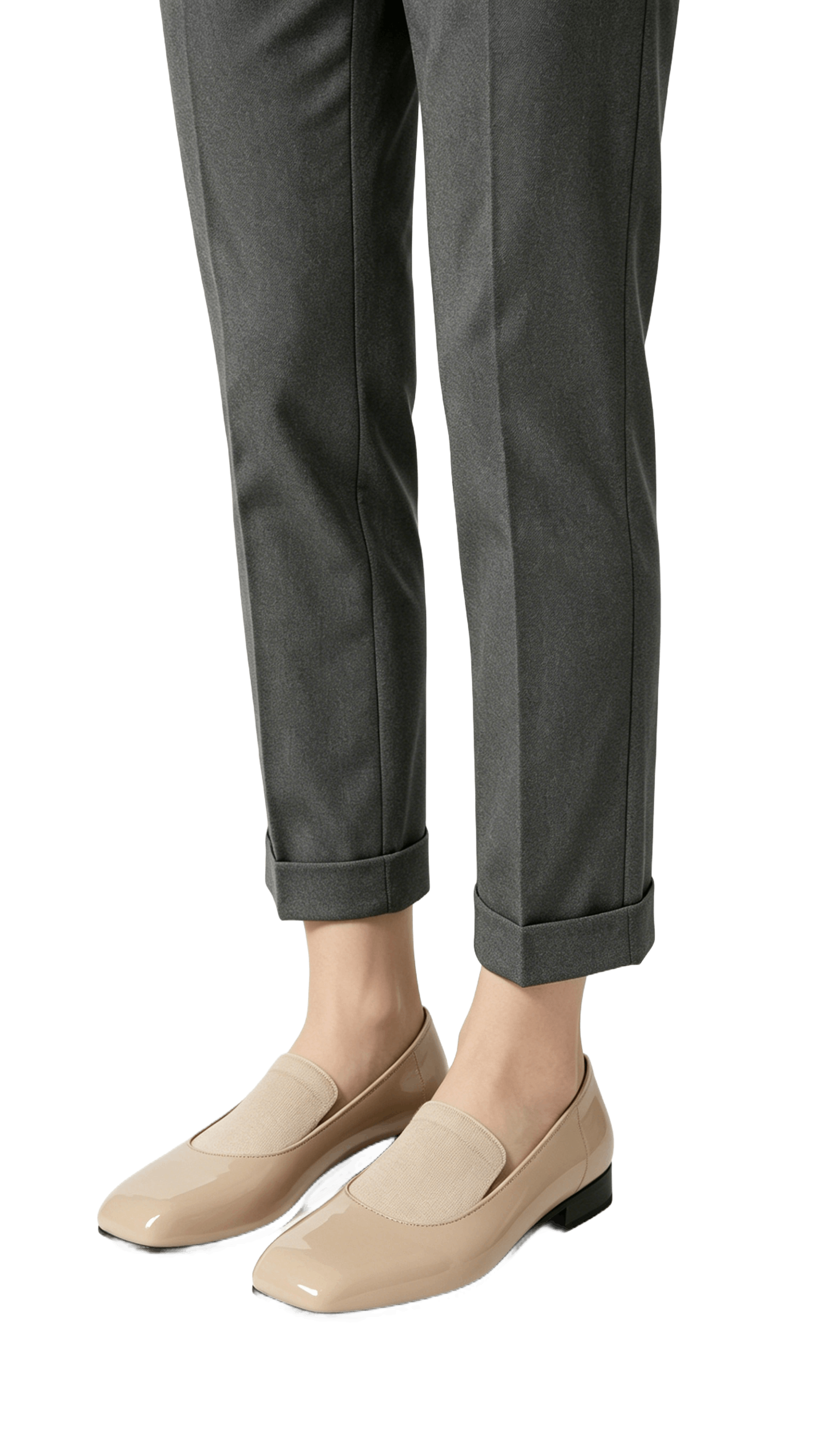 Nude Patent Leather Square Toe Flats - Image 2