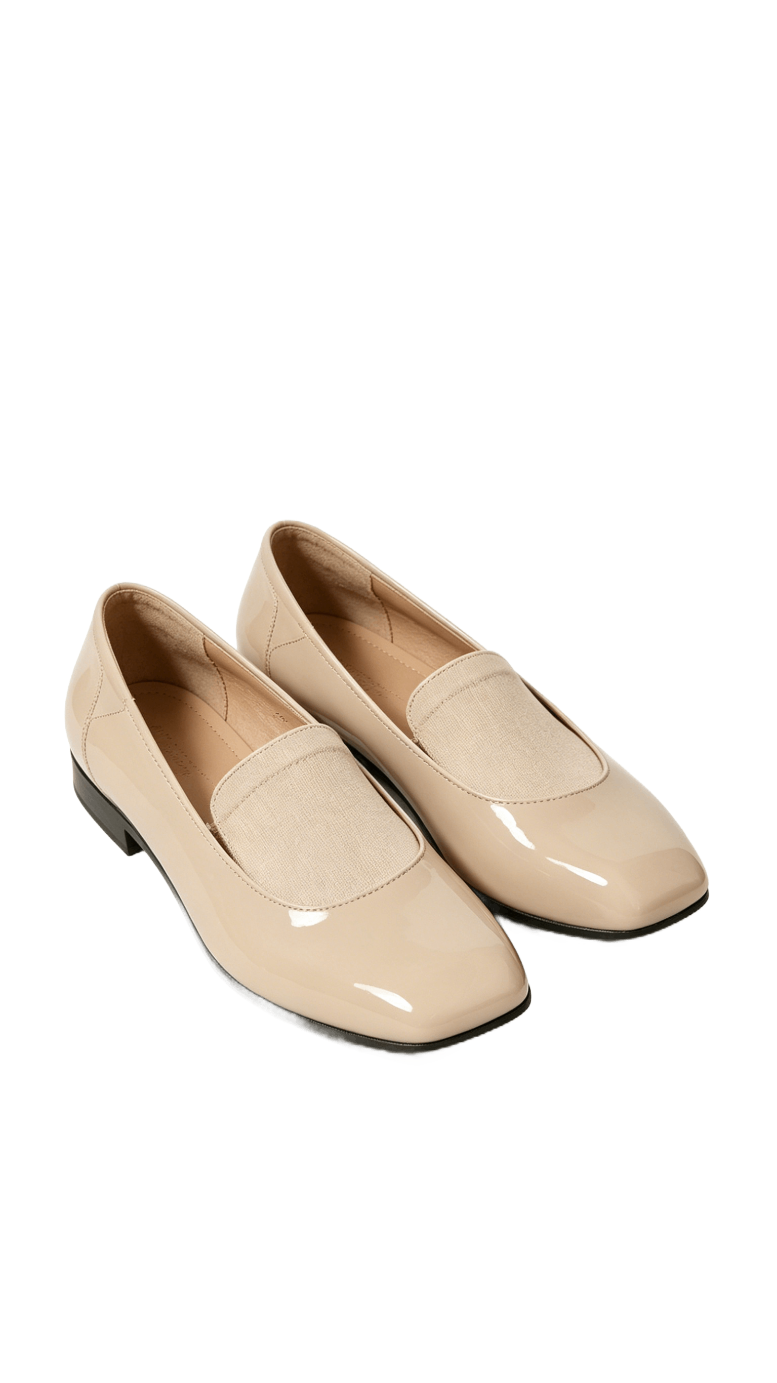 Nude Patent Leather Square Toe Flats - Image 3