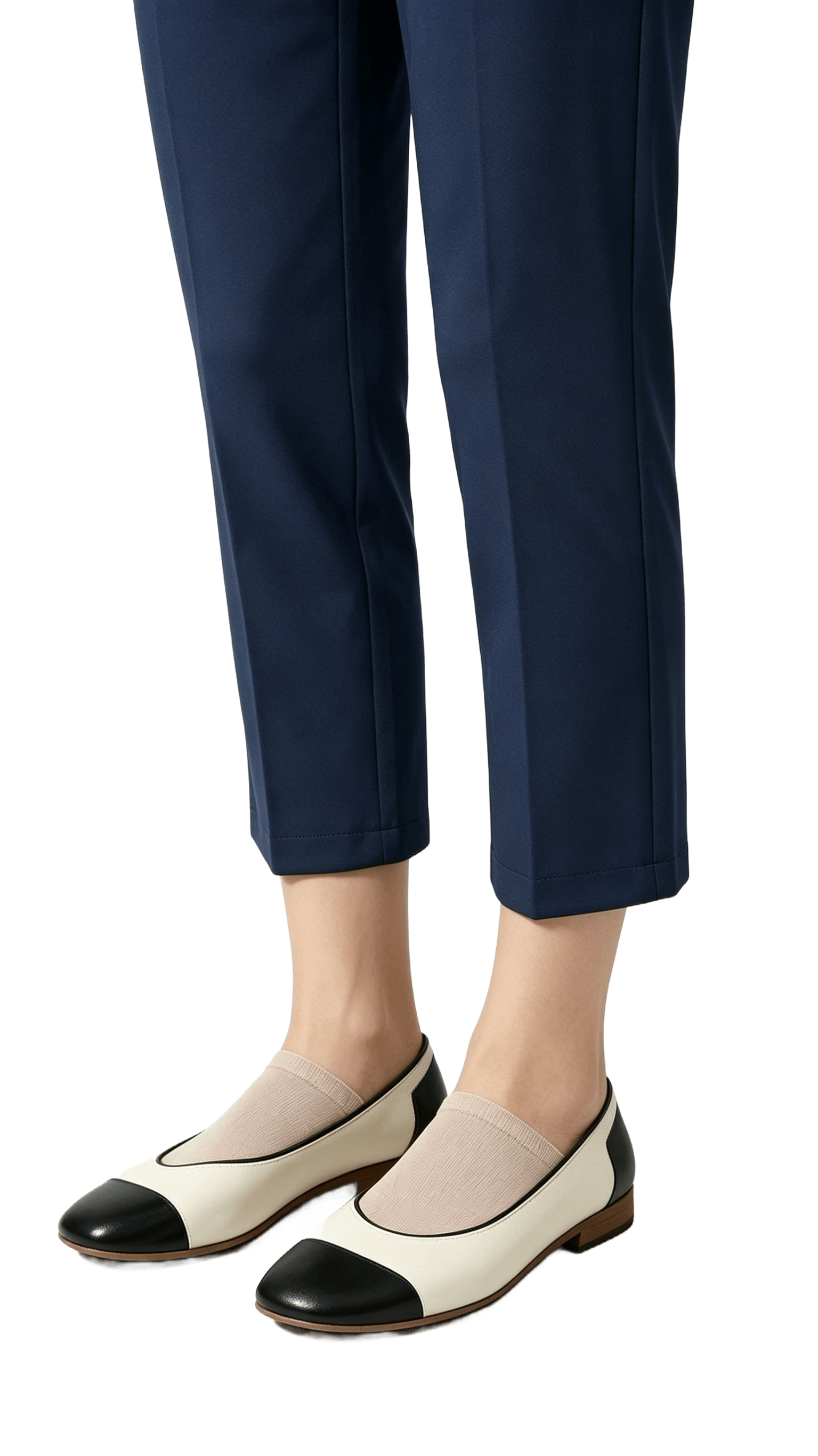 White and Black Cap Toe Flats - Image 2