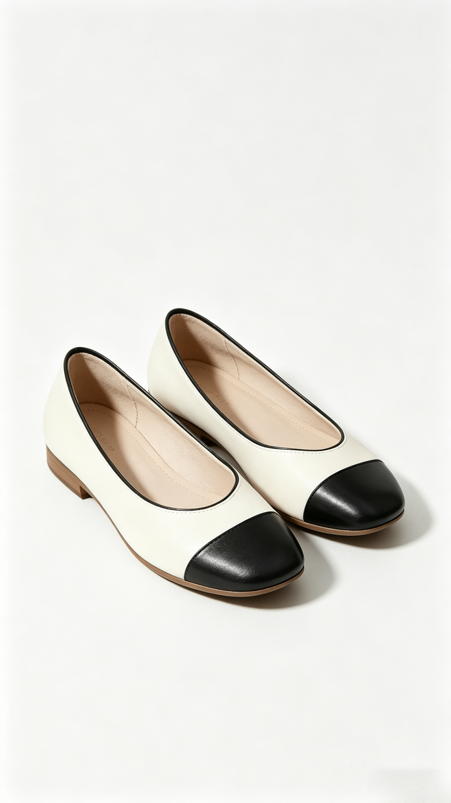 White and Black Cap Toe Flats - Image 3