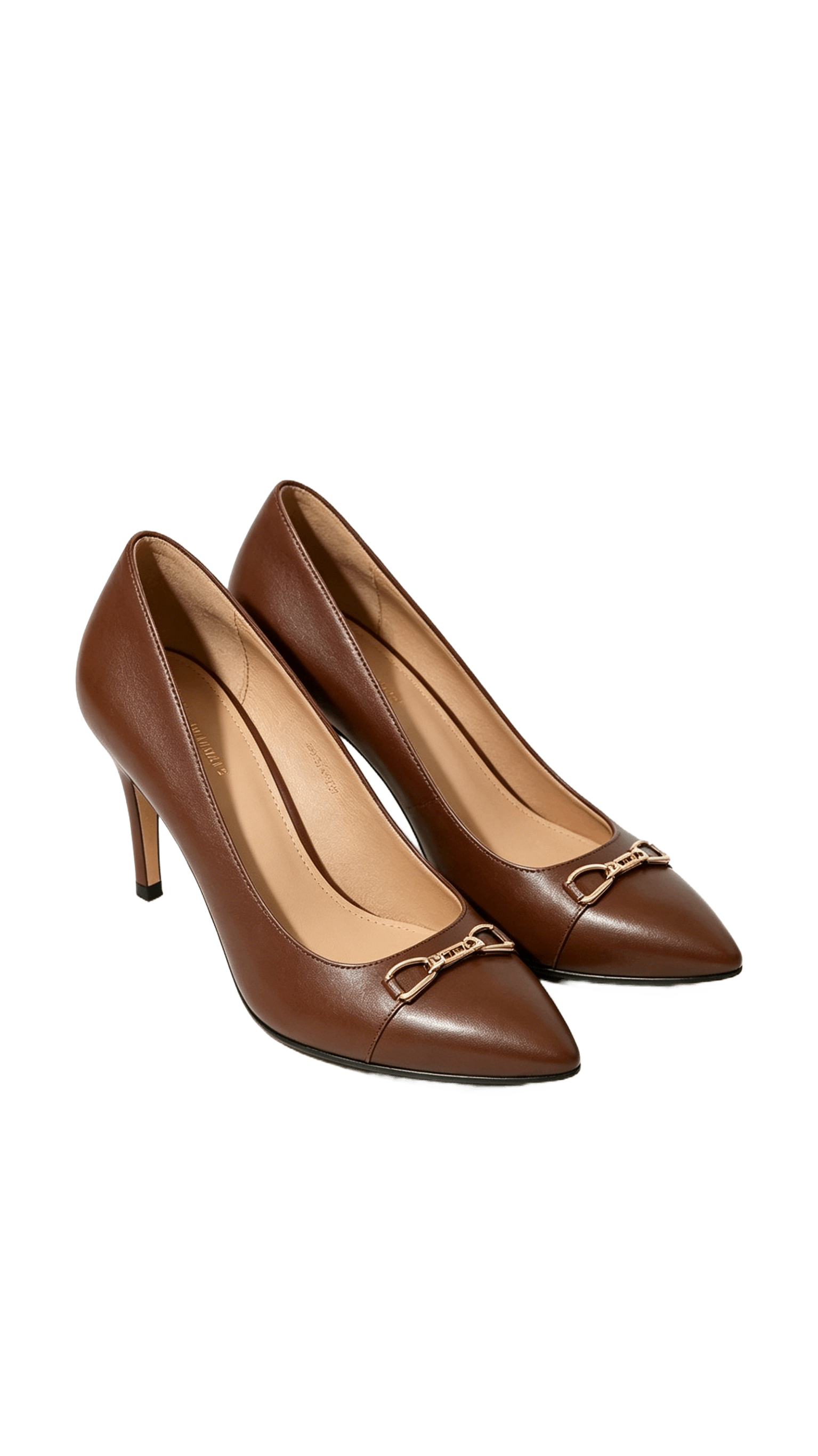 Brown Horsebit Pointed-Toe Heels - Image 3