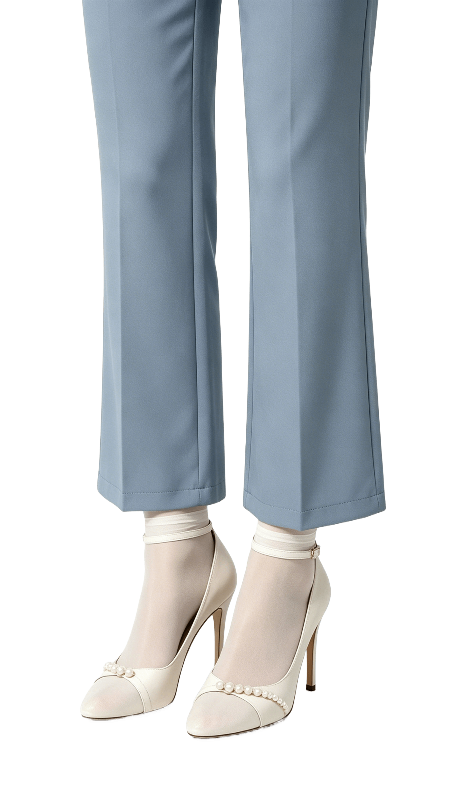 White Pearl Detail Heeled Pumps - Image 2
