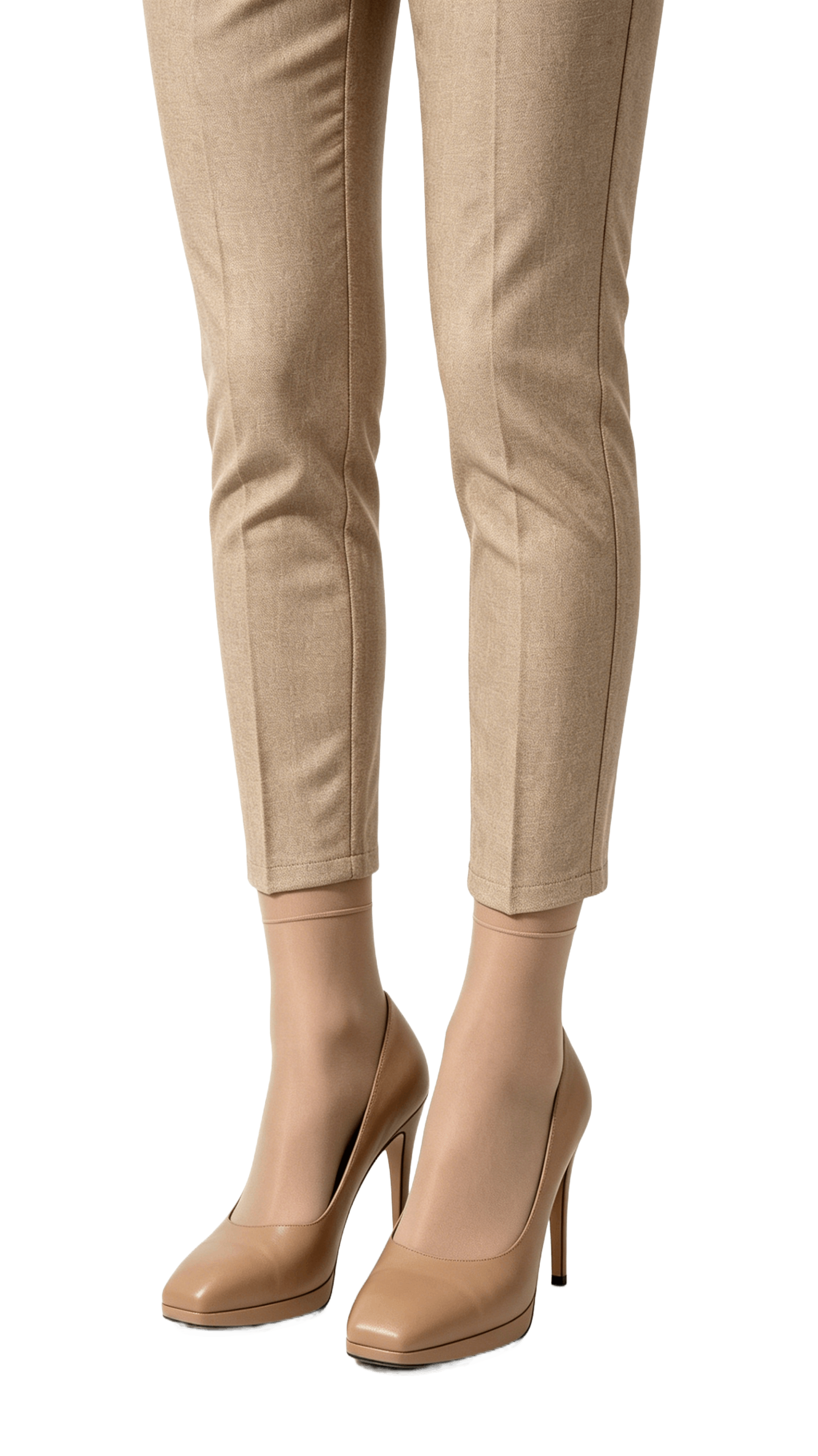 Tan Leather Square Toe Platform Pumps - Image 2