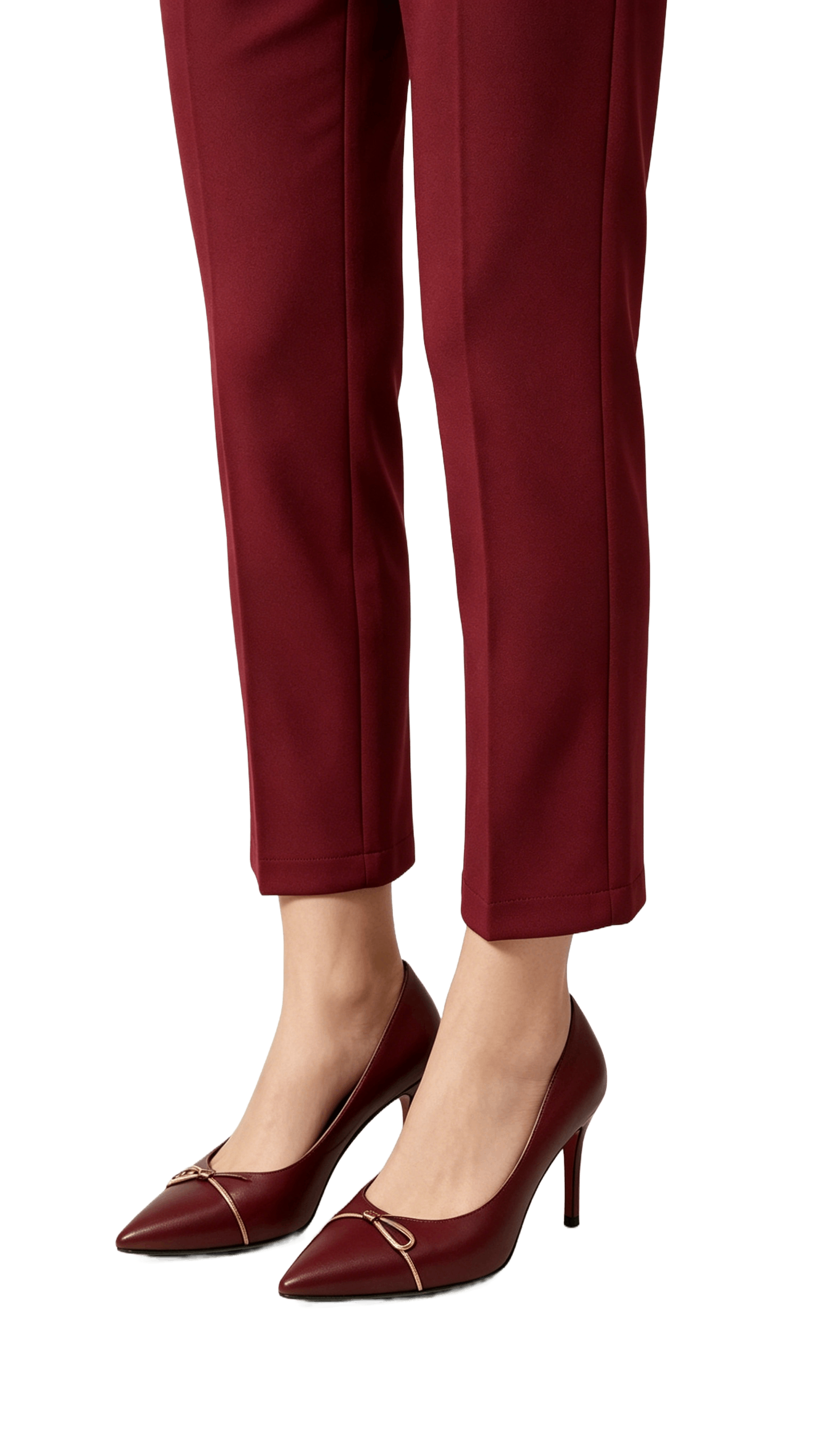 Burgundy Leather Bow Detail Pumps - Image 2