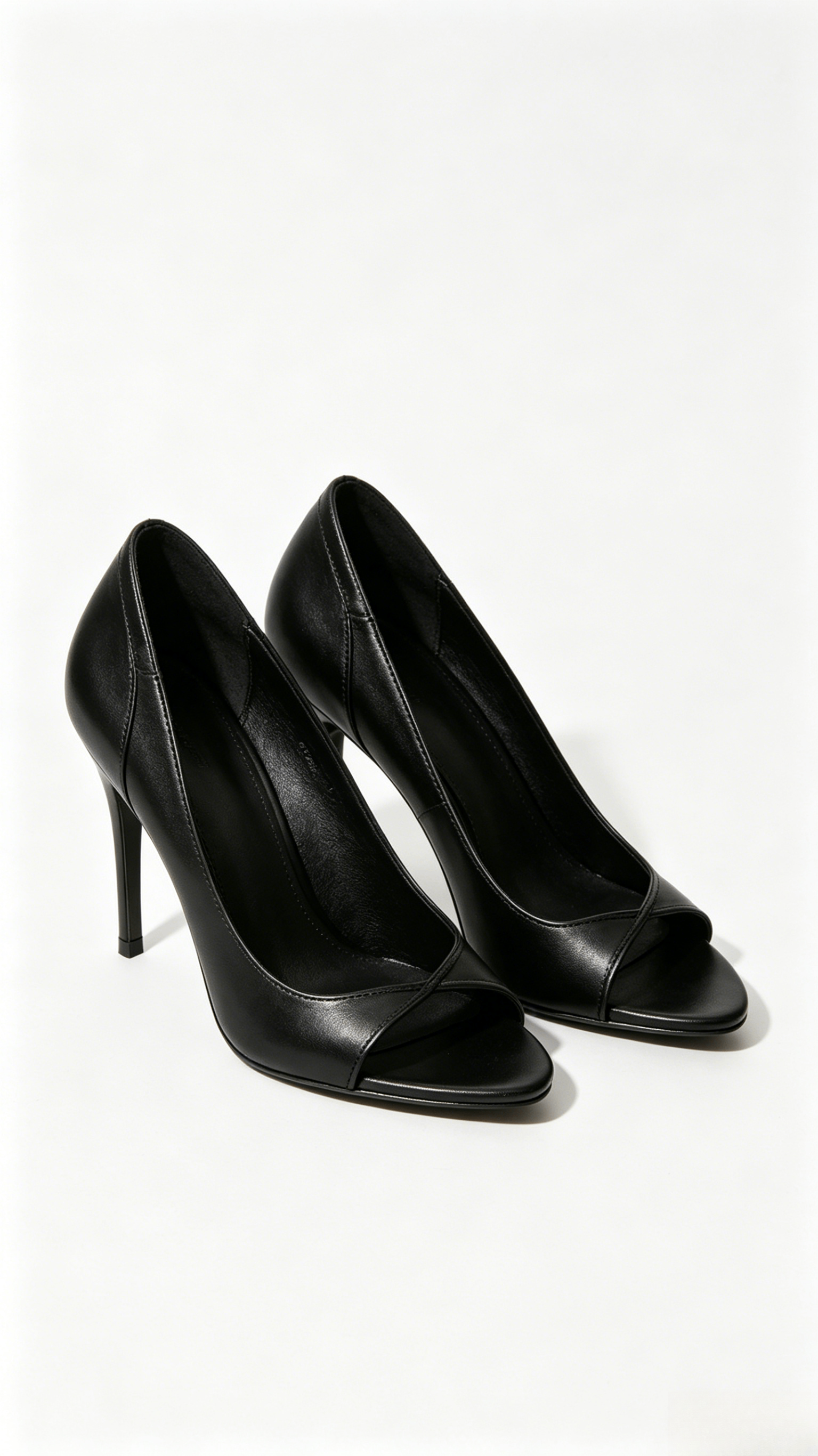 Black Leather Crisscross Ankle Strap Heels - Image 3