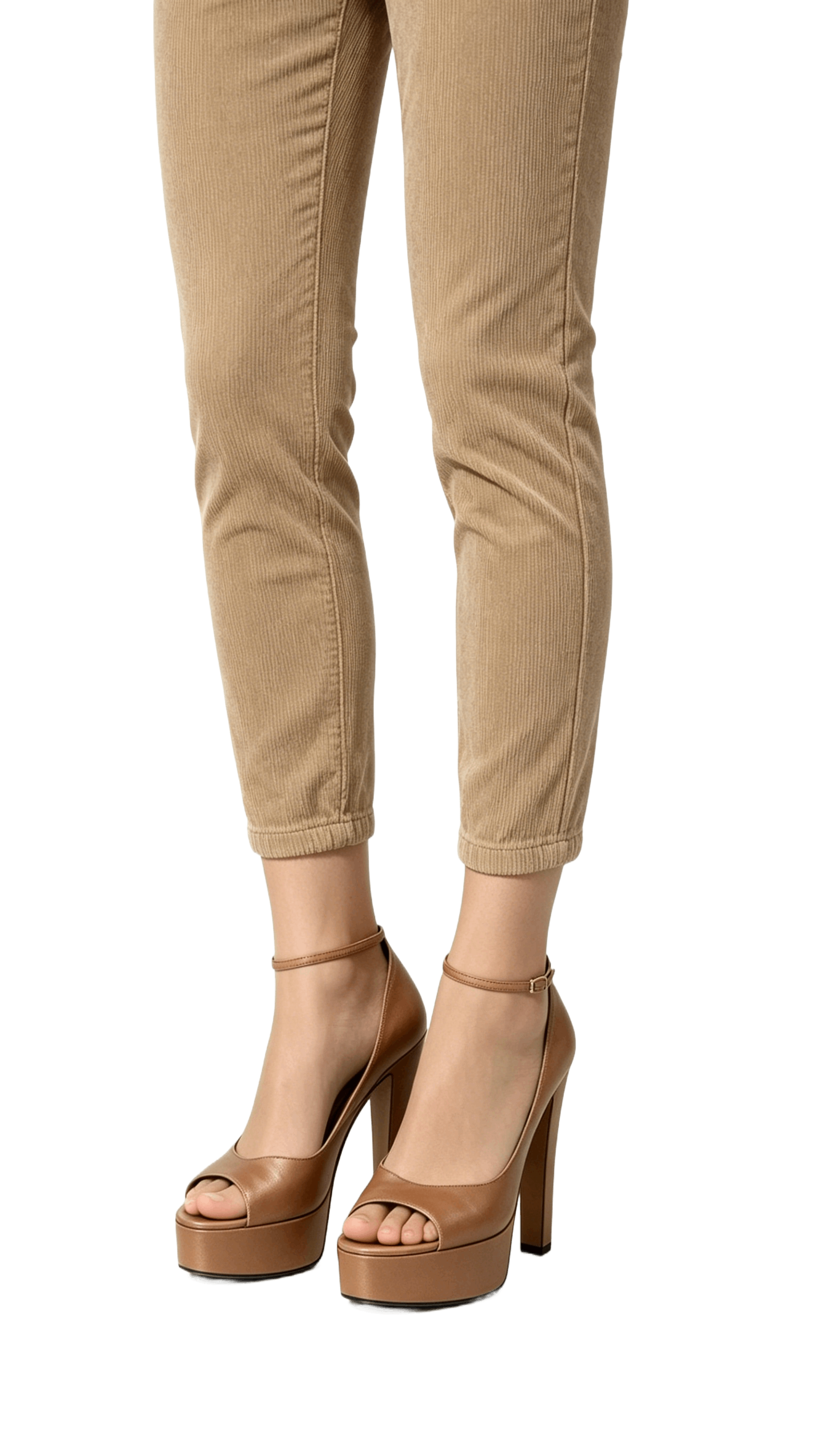 Tan Satin Peep-Toe Platform Heels - Image 2