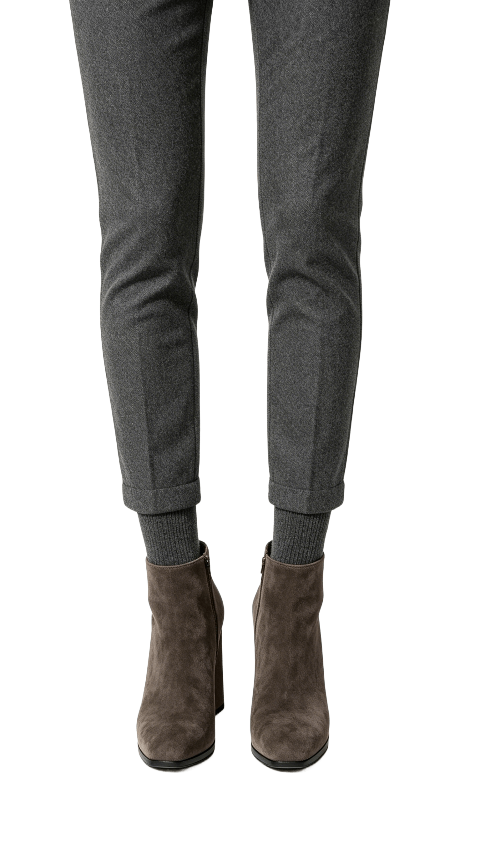 Grey Suede Block Heel Ankle Boots