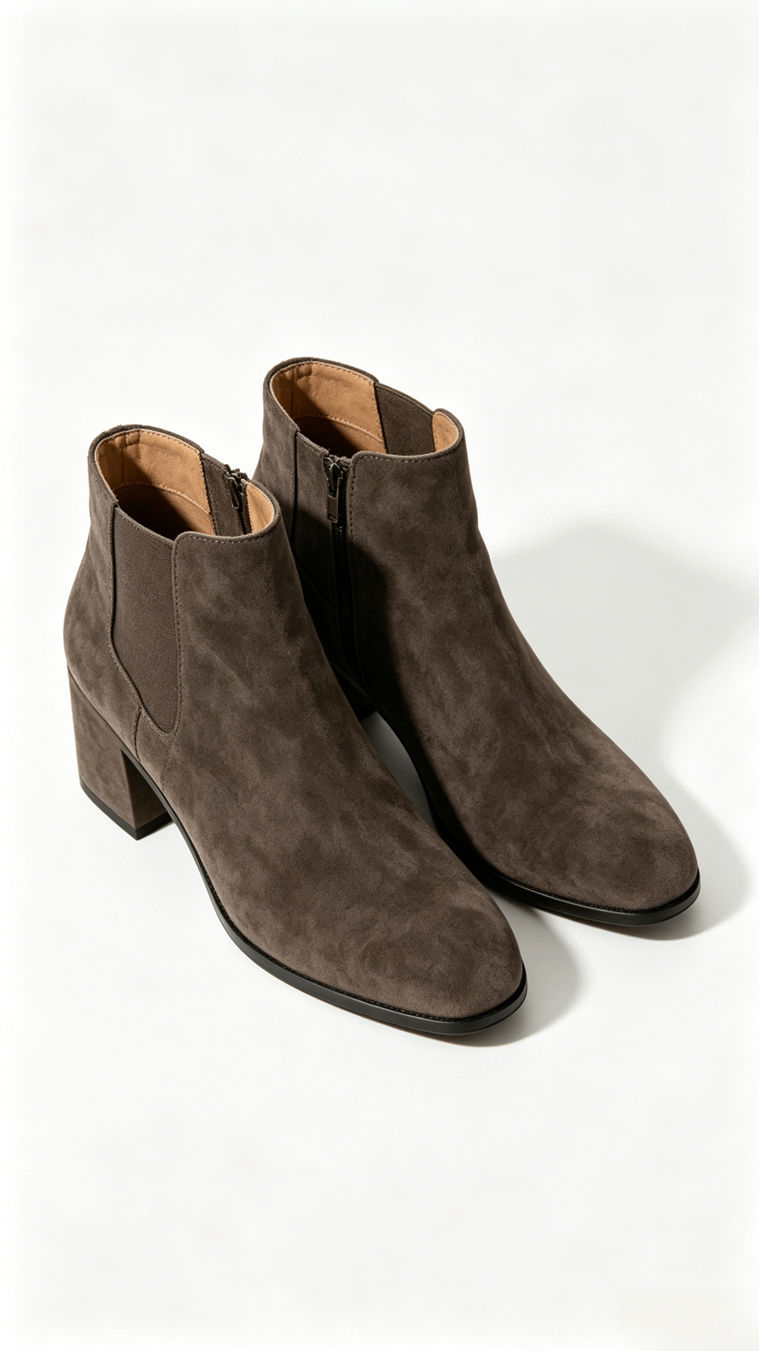 Grey Suede Block Heel Ankle Boots - Image 3