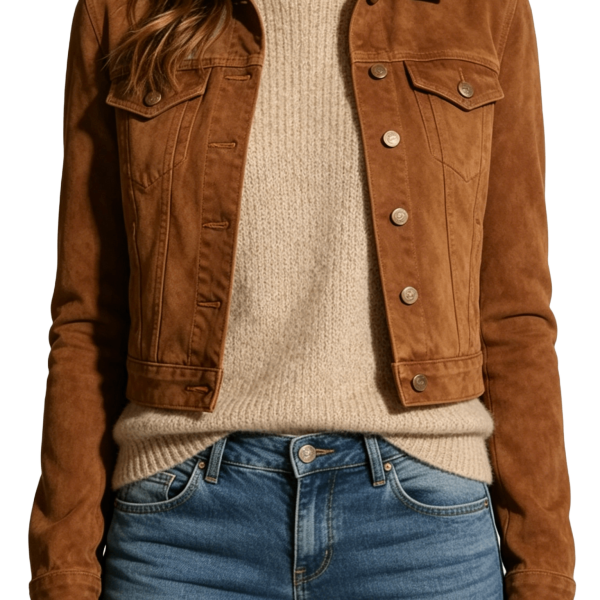 Brown Suede Trucker Jacket