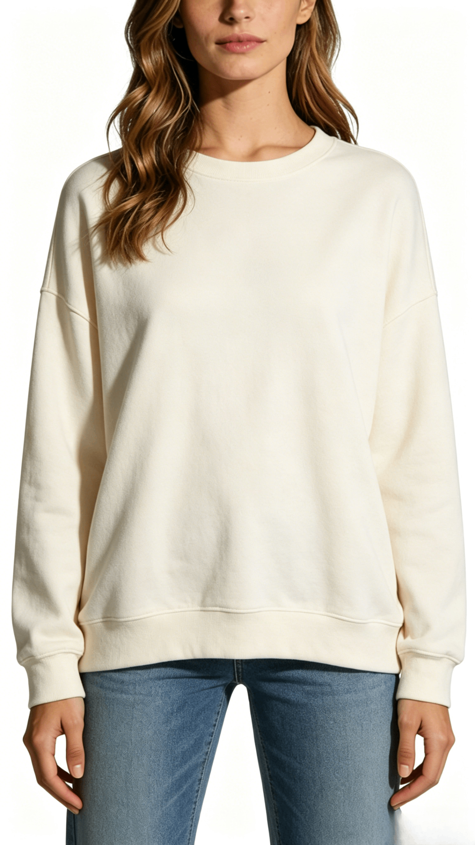 Oversized Cream Crew Neck Sweatshirt