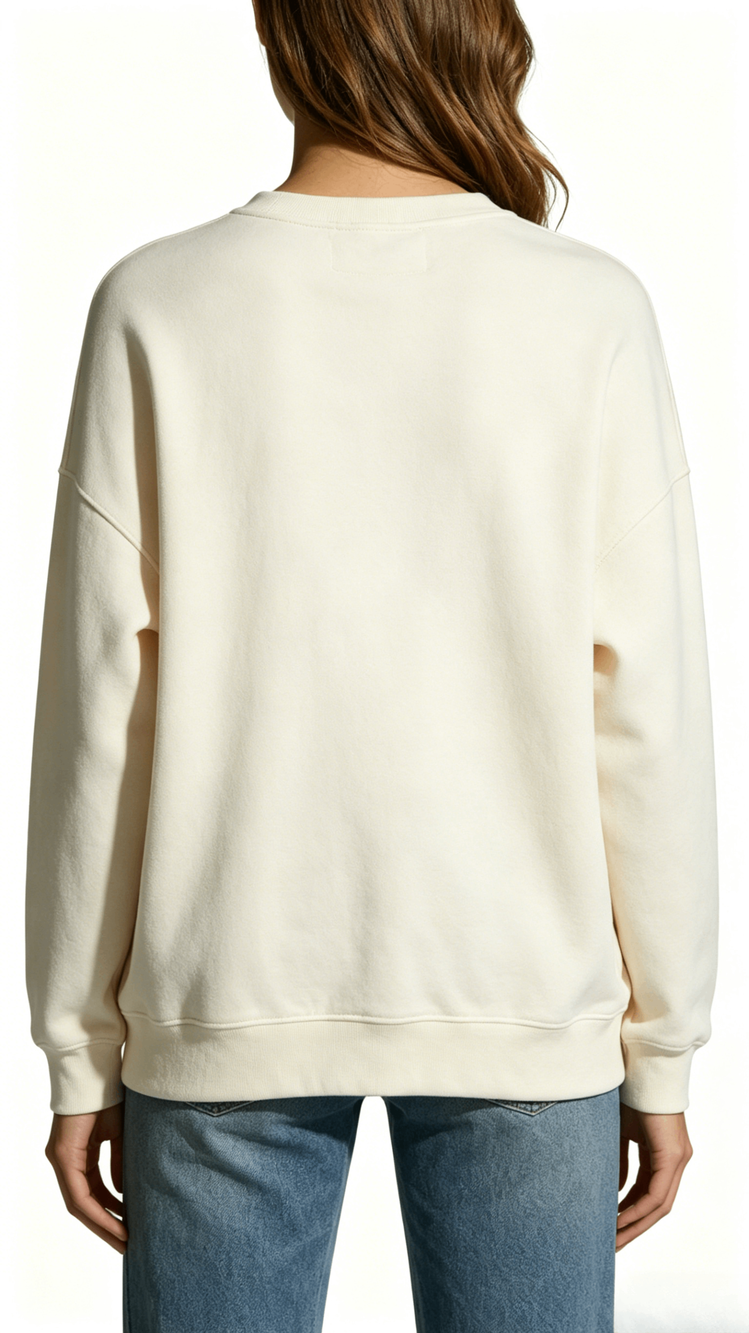 Oversized Cream Crew Neck Sweatshirt - Image 3